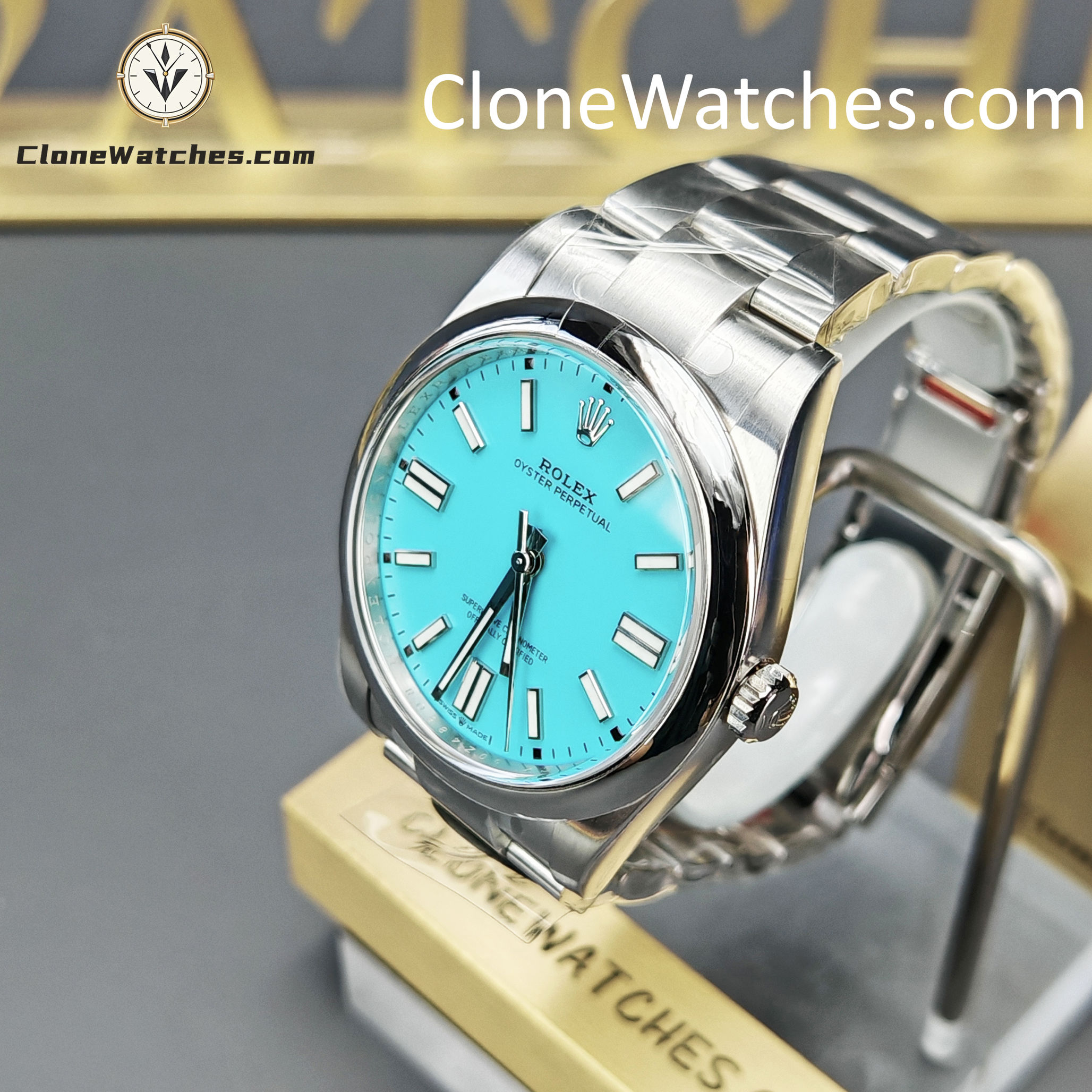 Rolex Super Clone Watches 1:1 Oyster Perpetual Turquoise Blue Dial 41mm m124300-0006 3230 Movement