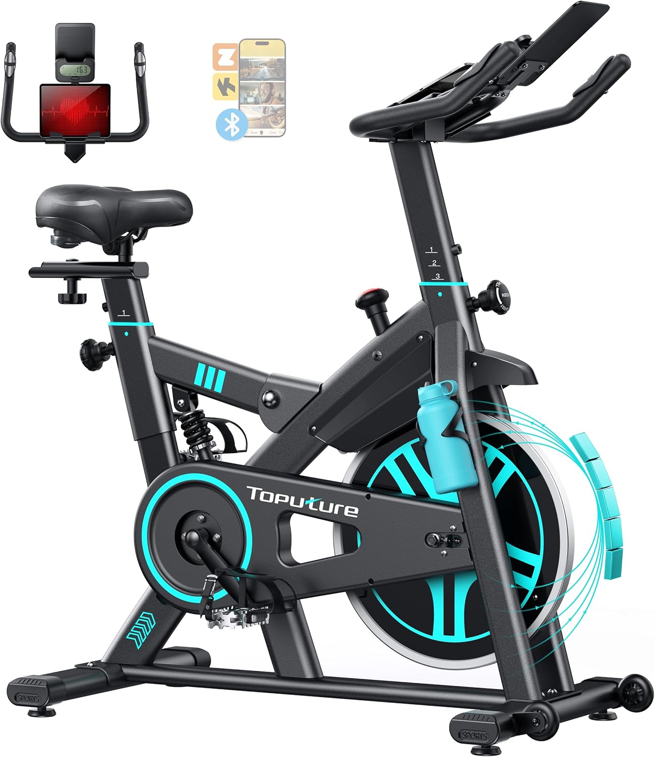 Vélo appartement écran LCD app résistance réglable silencieux amortissement siège confortable 160 kg