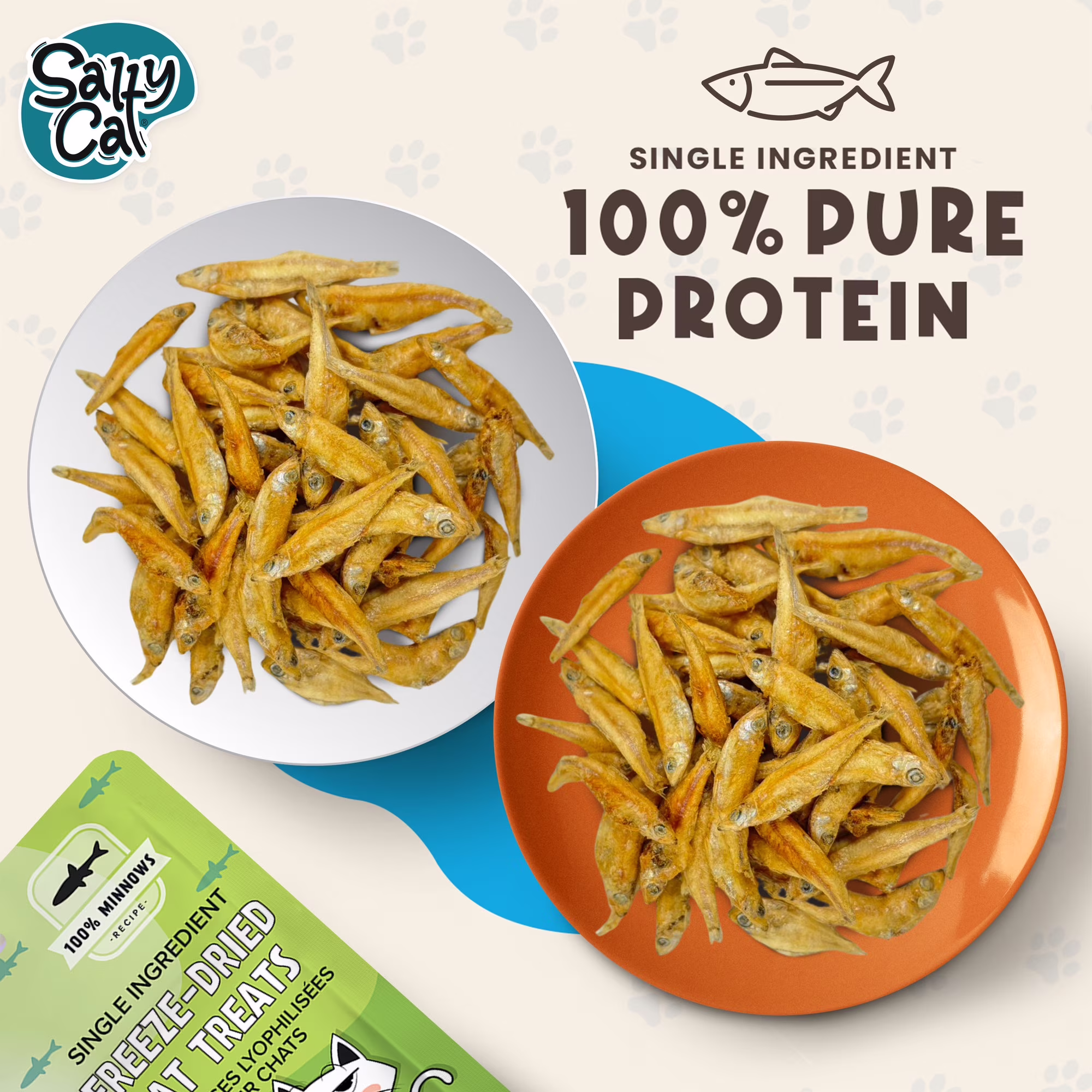 Salty Cat 100% Minnows Freeze-Dried Cat Treats, 10g Pouch