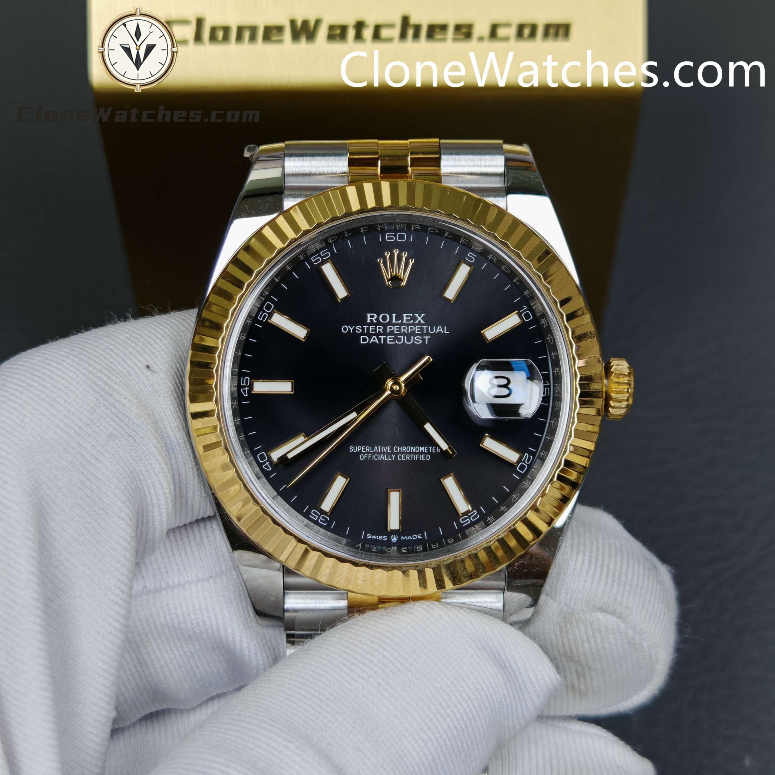 Rolex Super Clone Watches 1:1 DateJust Black Dial 126333 – 0014 Jubilee 41MM 3235 Movement