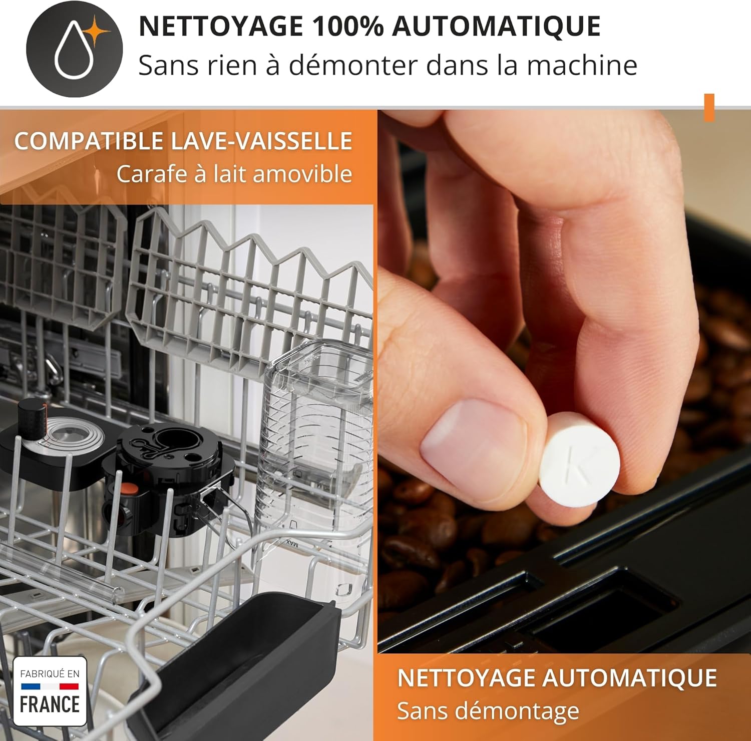 Machine café grains expresso automatique 6 boissons carafe lait interface tactile