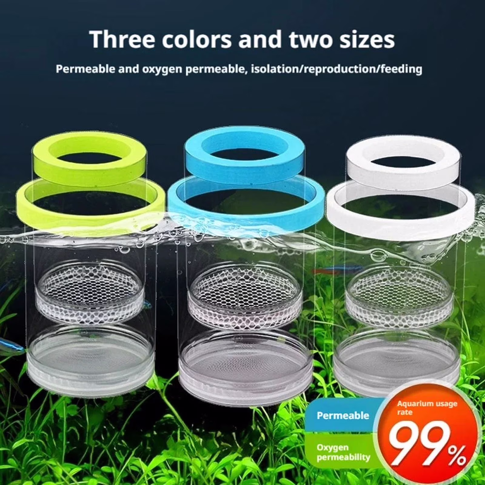 Floating Fish Breeding Isolation Box for Aquarium Tank Plastic Mesh Hatchery Incubator Breeder Box for Baby Fish Betta Shrimp Clownfish Guppy(4.7Inch,Blue)