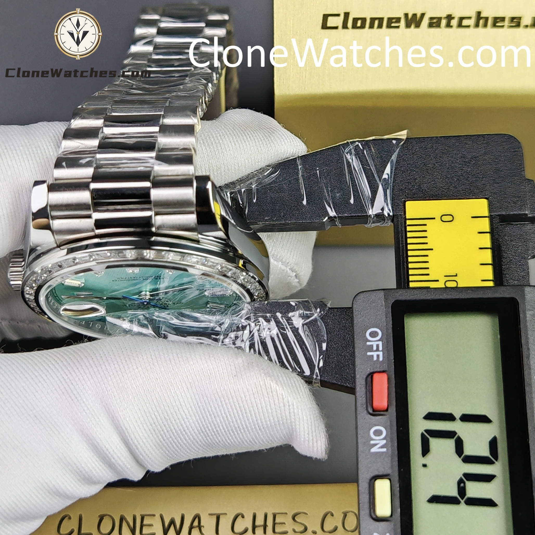 Rolex Super Clone Watches 1:1 Day Date Ice Blue Diamond Bezel Dial 40mm 228396TBR 3255 Movement