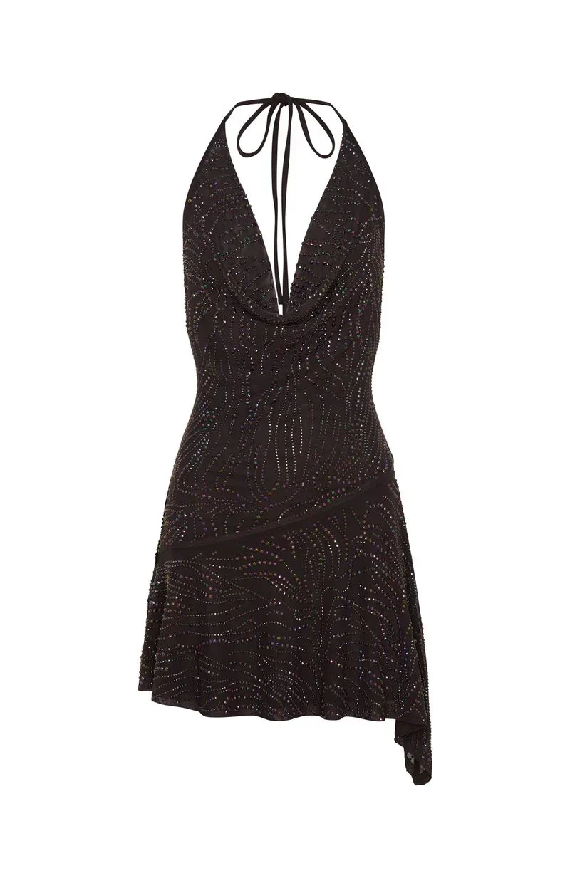 Wild Devotion Embellished Mini Dress Chocolate