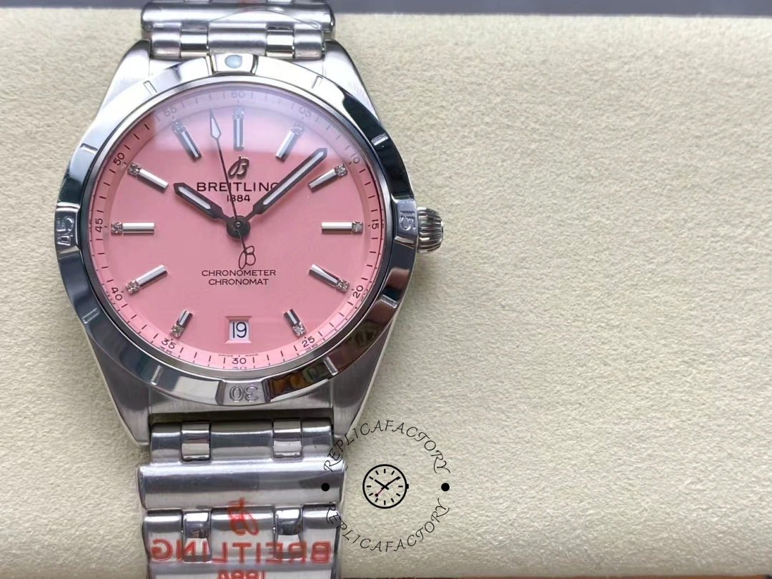 Breitling Chronomat 36mm Pink Dial A77310101K1A1 Replica
