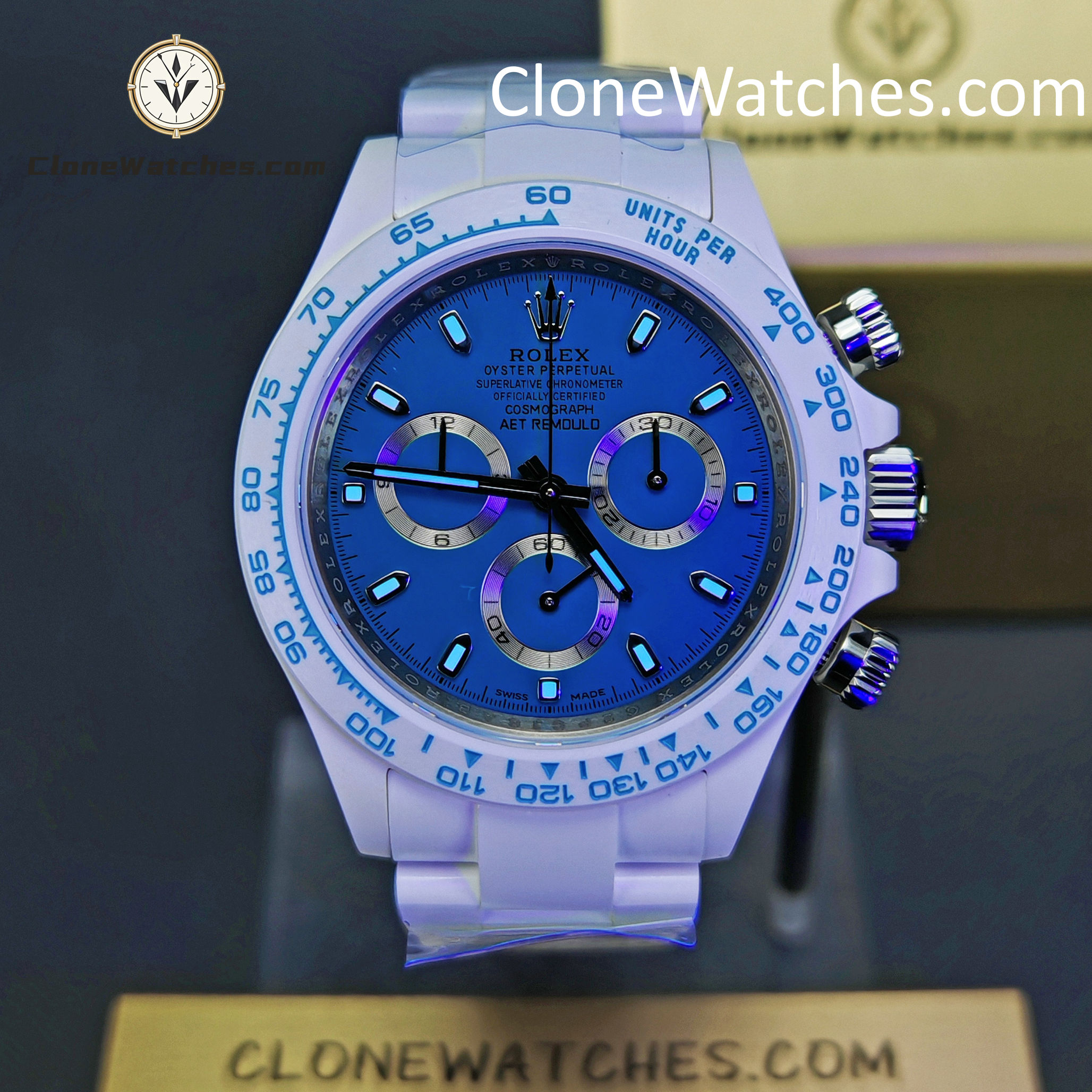 Modified Super Clone Watches 1:1 AET Rolex Daytona Full Ceramic Abu Dhabi 4130 Movement