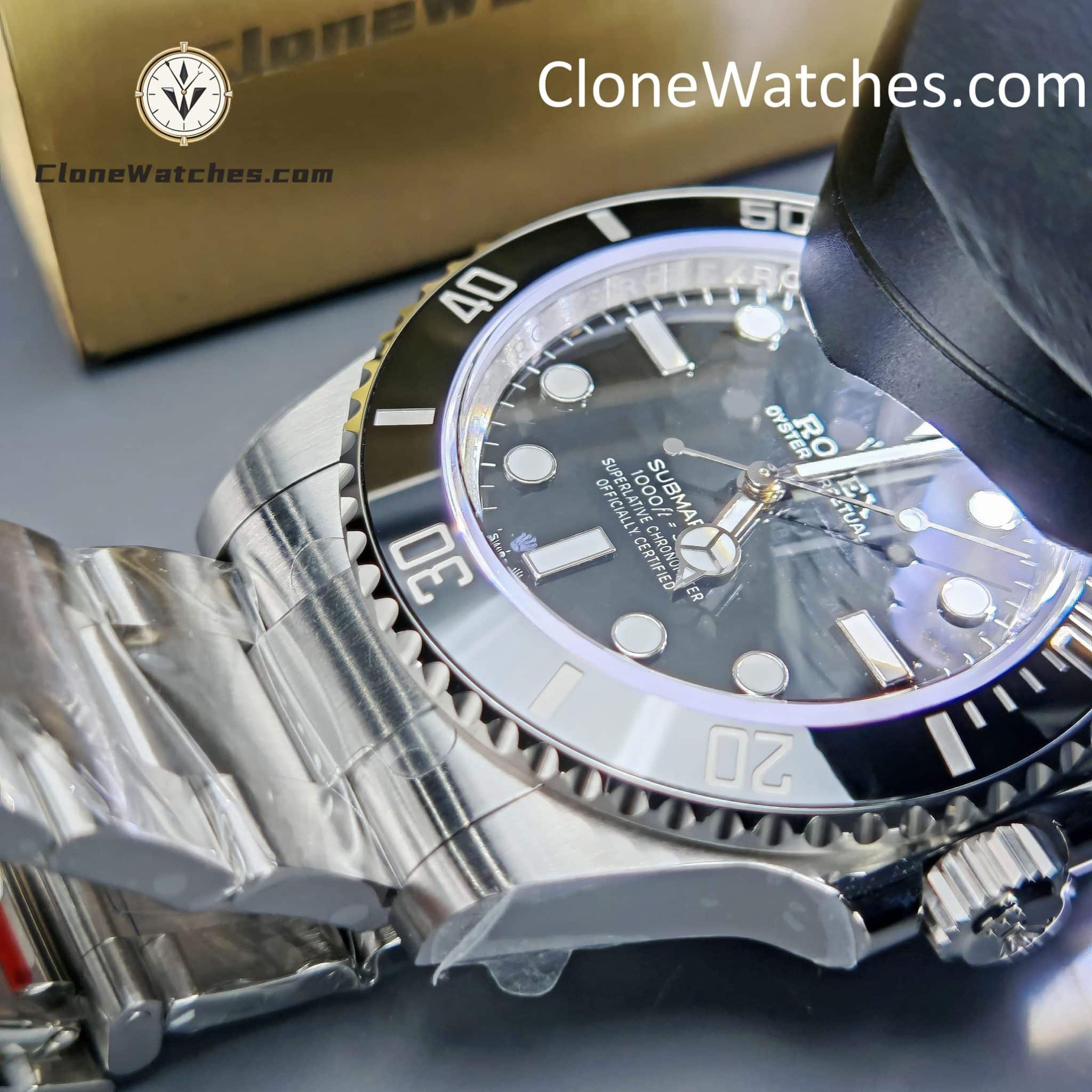 Rolex Super Clone Watches 1:1 Submariner Black Dial No Date 124060-0001 3230 Movement
