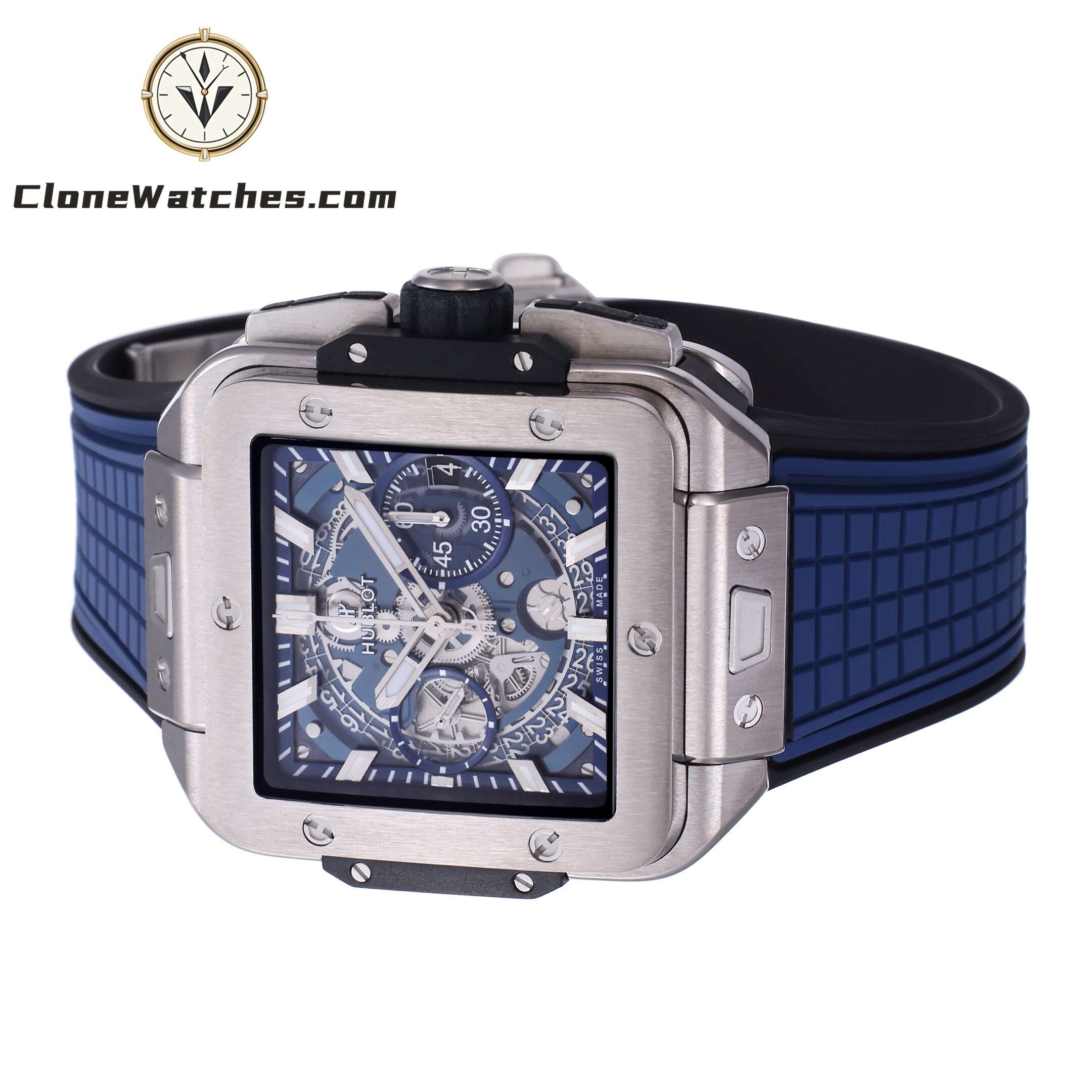 Hublot Super Clone Watches 1:1 Square Bang Unico Titanium Blue 42MM 821.NX.5170.RX