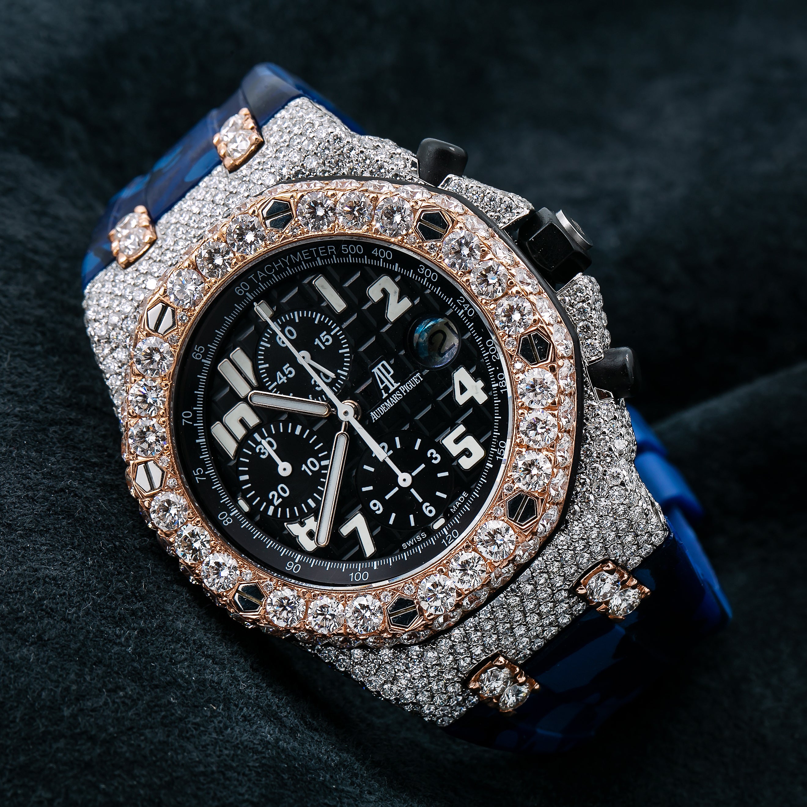 Audemars Piguet Royal Oak Offshore Chronograph 26170ST 42MM Black Dial With 15.75 CT Diamonds