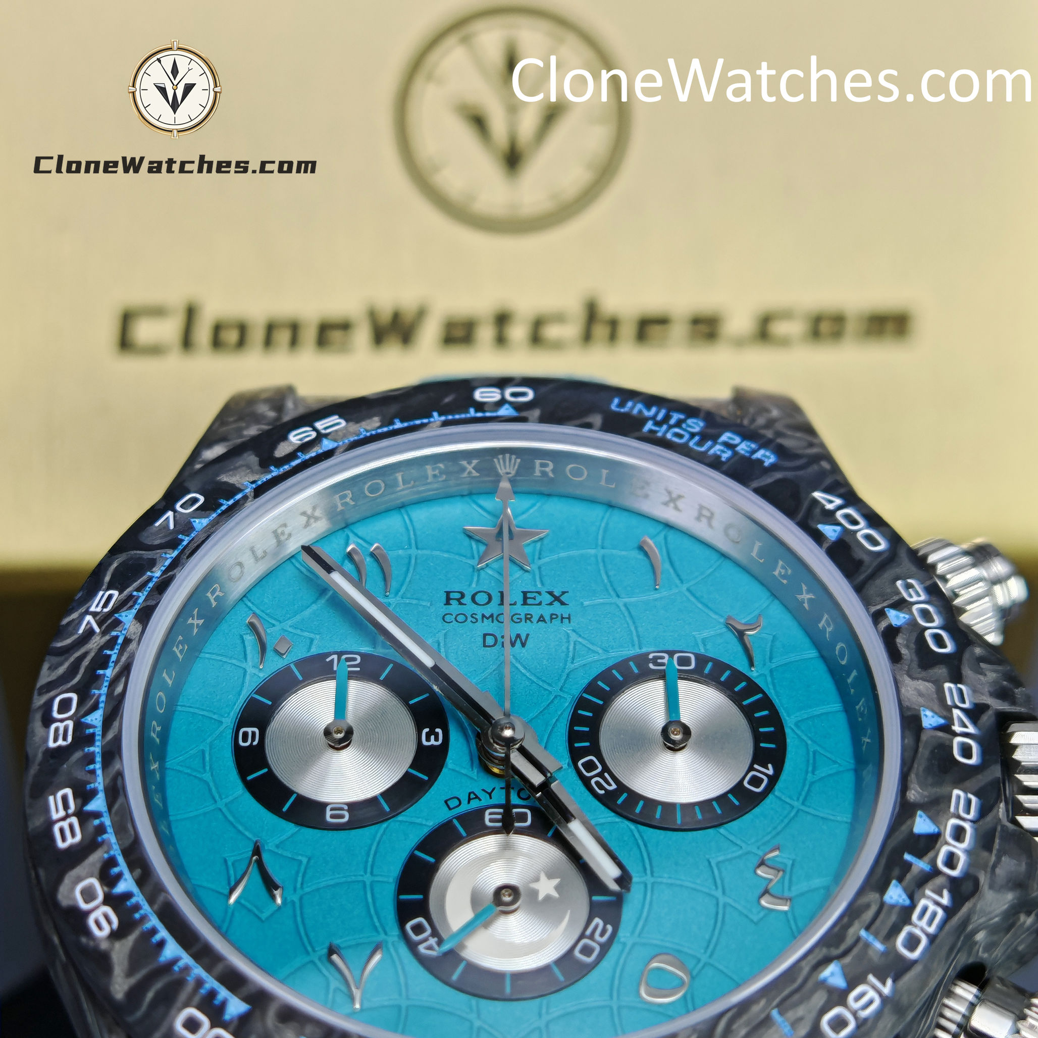 Modified Super Clone Watches 1:1 DIW Rolex Daytona Blue Dial 4130 Movement Blue Strap