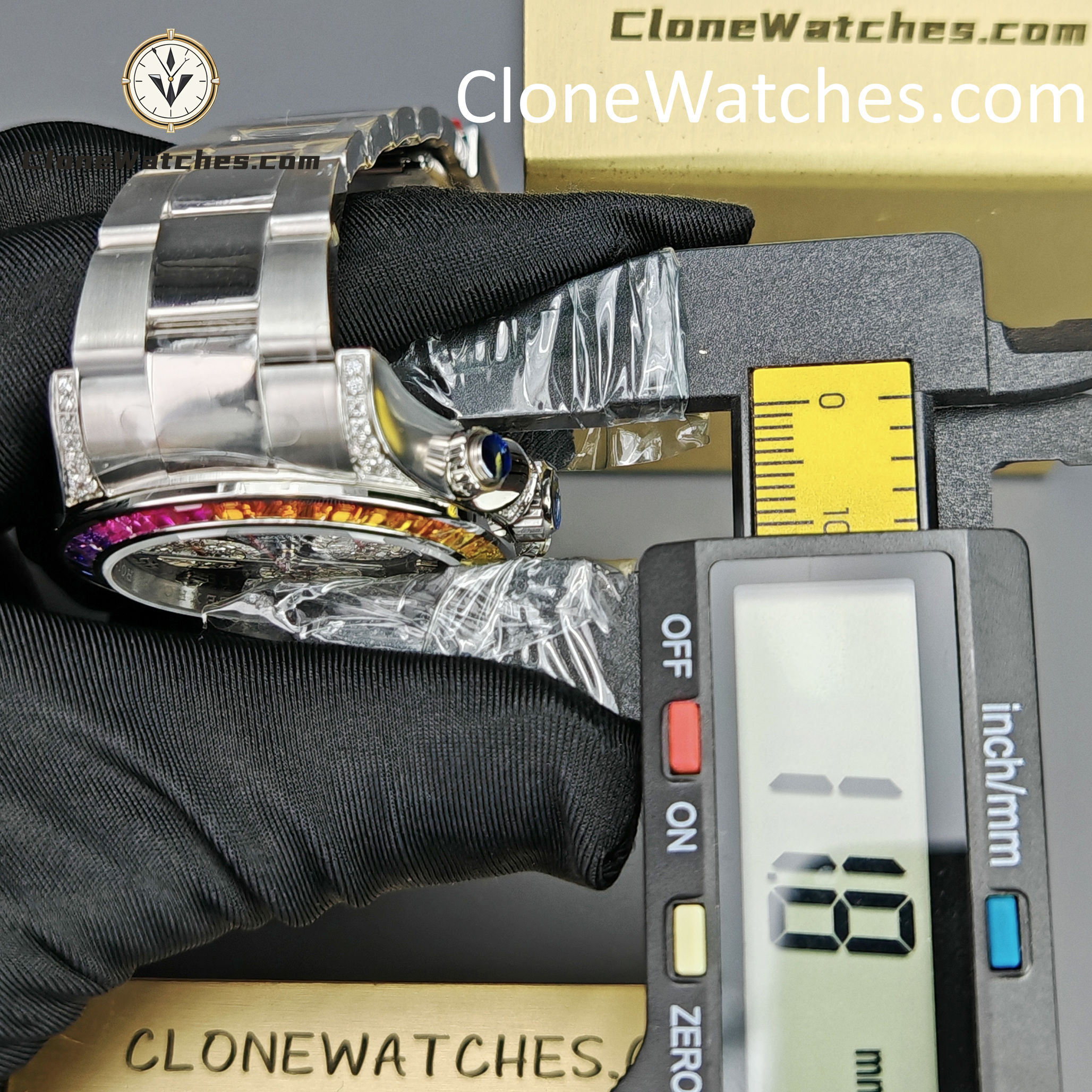 Rolex Super Clone Watches 1:1 Daytona 116599RBOW Rainbow Black Diamonds Dial 4130 Movement