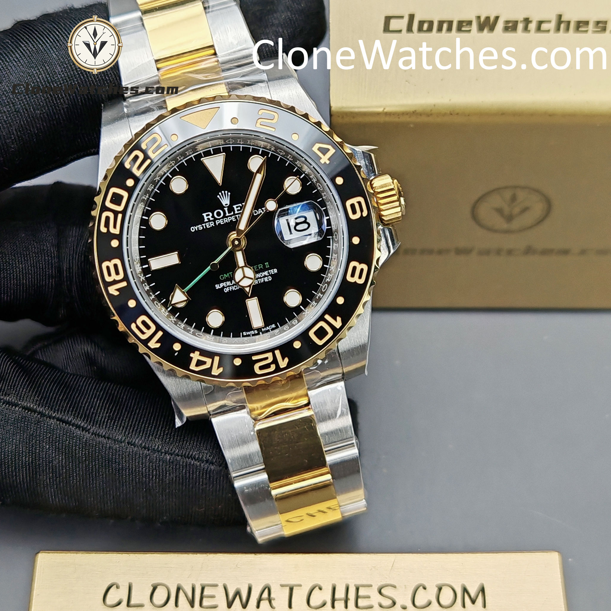 Rolex Super Clone Watches 1:1 GMT Master II 116713-LN-78203 Oyster 3186 Movement