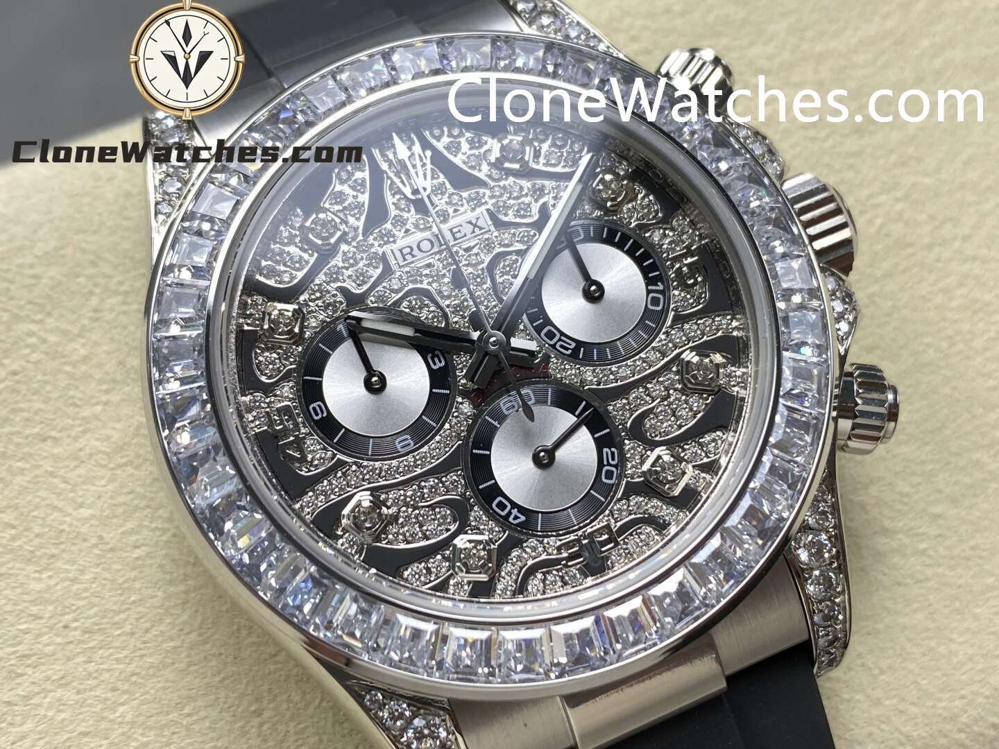 Rolex Super Clone Watches 1:1 Daytona 116589TBR Eye of the Tiger Diamonds Dial 4130 Movement