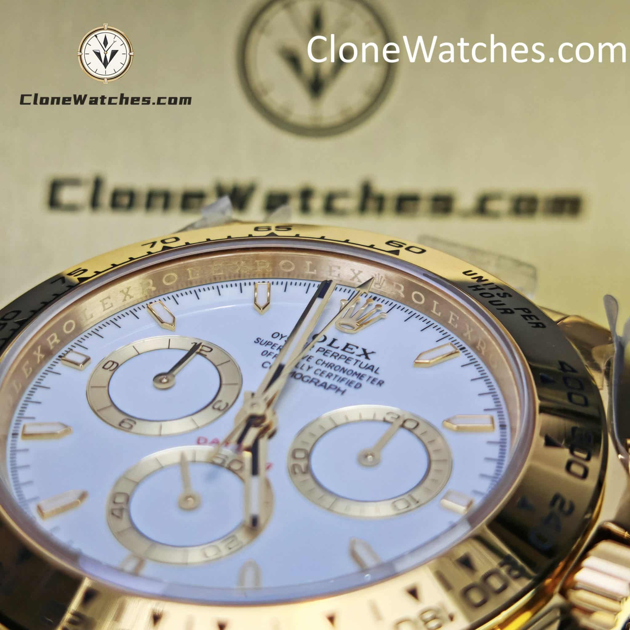 Rolex Super Clone Watches 1:1 Daytona 18K Gold White Dial M126508-0001 4131