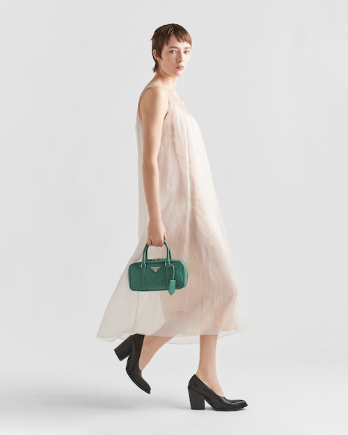 Prada Small antique nappa leather top handle bag - Sage Green