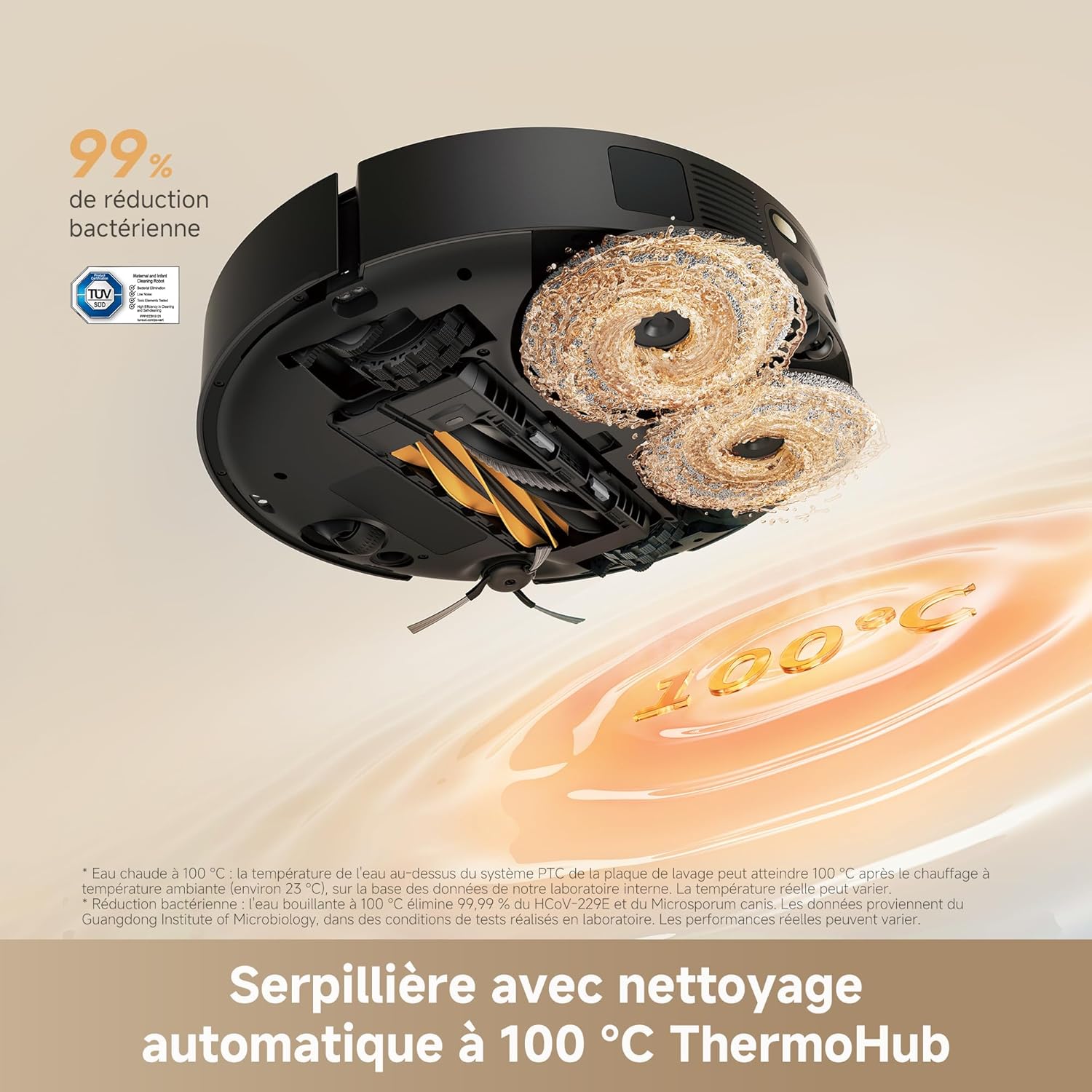 Robot aspirateur L50s Pro Ultra 30000Pa vidage 100 jours nettoyage serpillières haute température bords coins