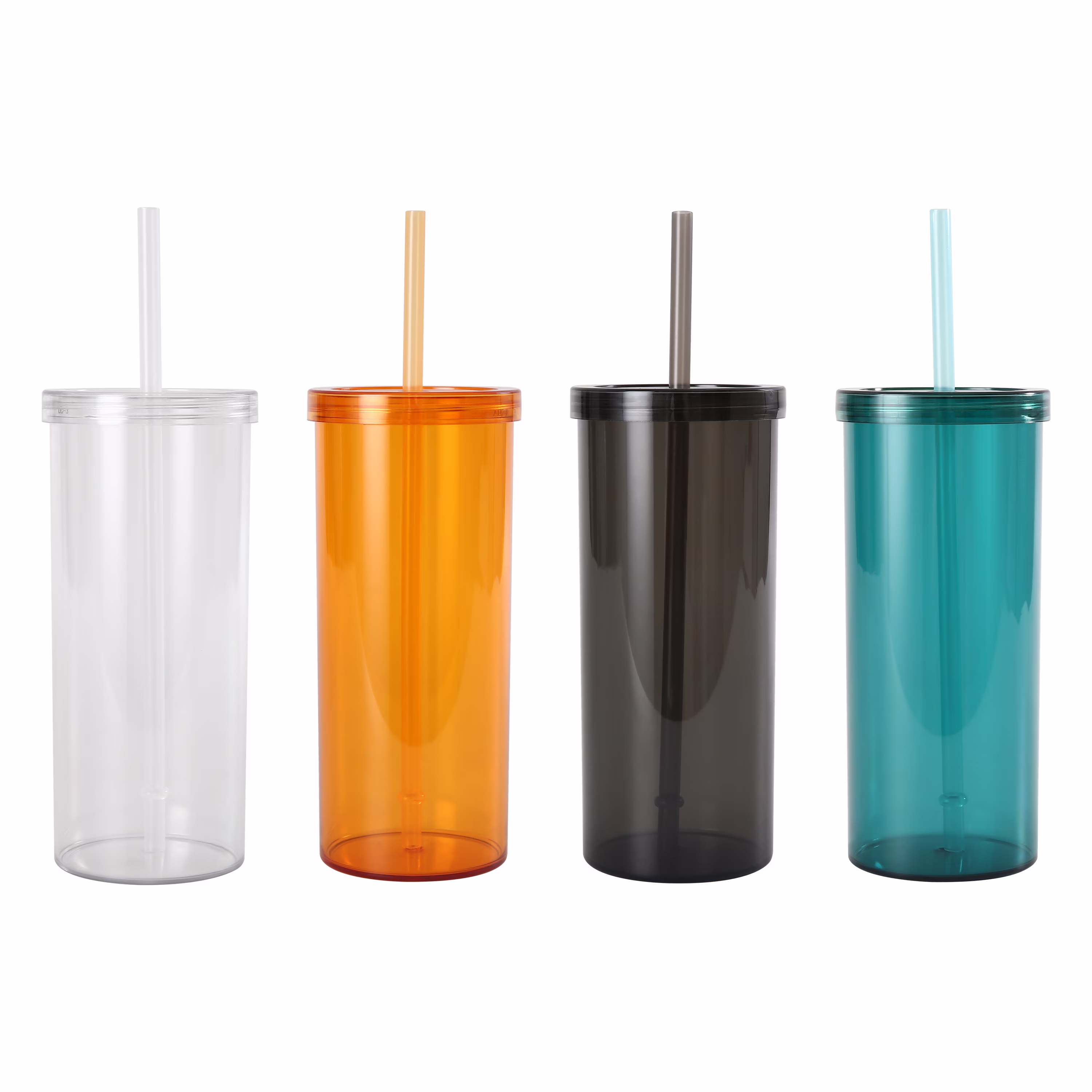 Mainstays 20 oz Clear Plastic Tumbler with Screw Top Lid and Straw