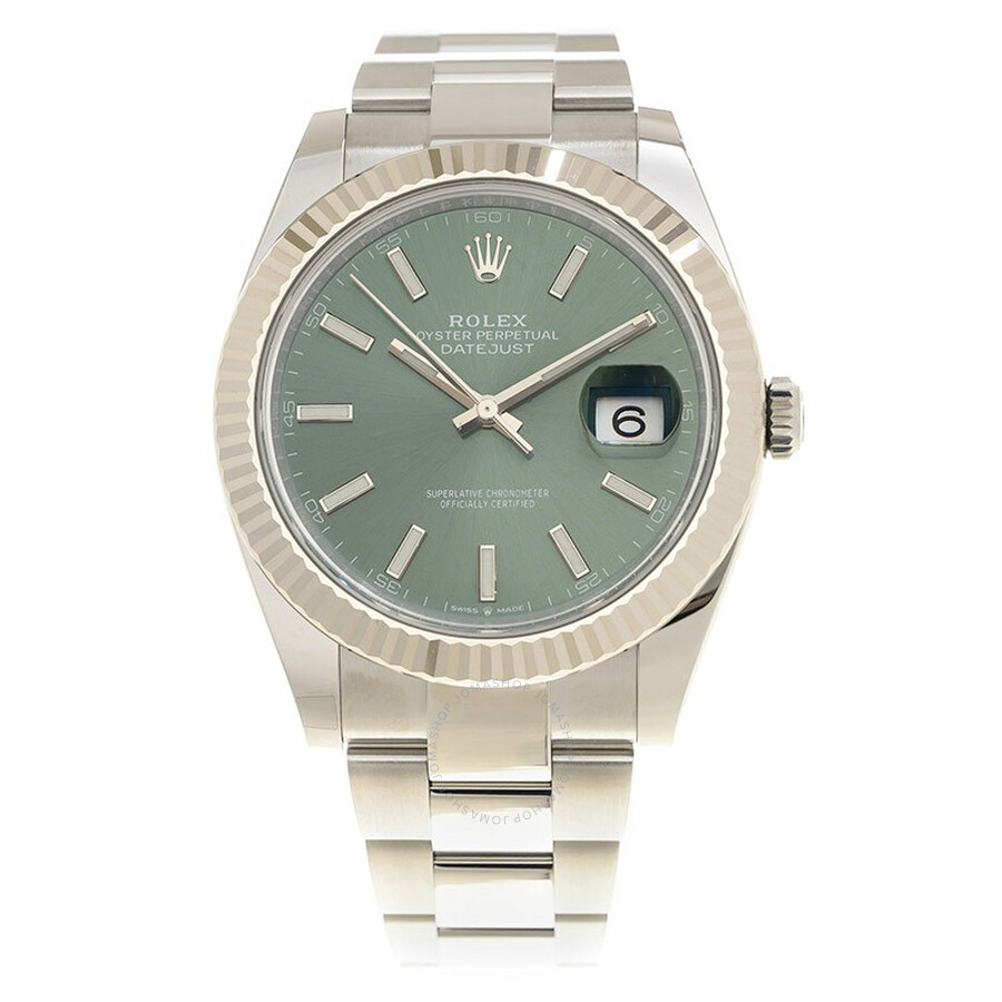 Rolex Datejust 41 Mint Green Dial Automatic Men s Steel and White Gold Oyster Watch M126334-0027（Lifetime free warranty+90-days replacement service & Refund!.）