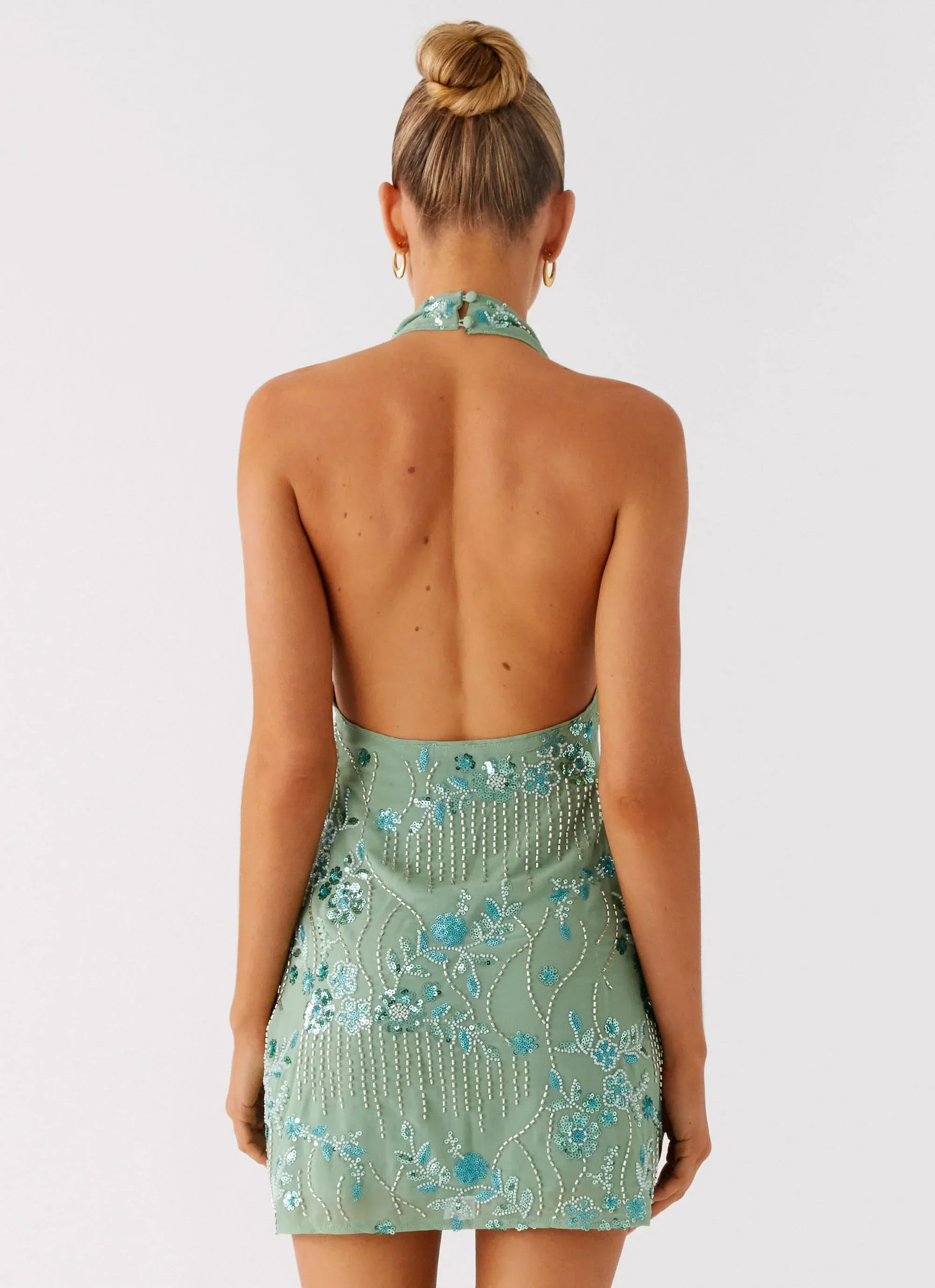 Monet Beaded Mini Dress - Mint