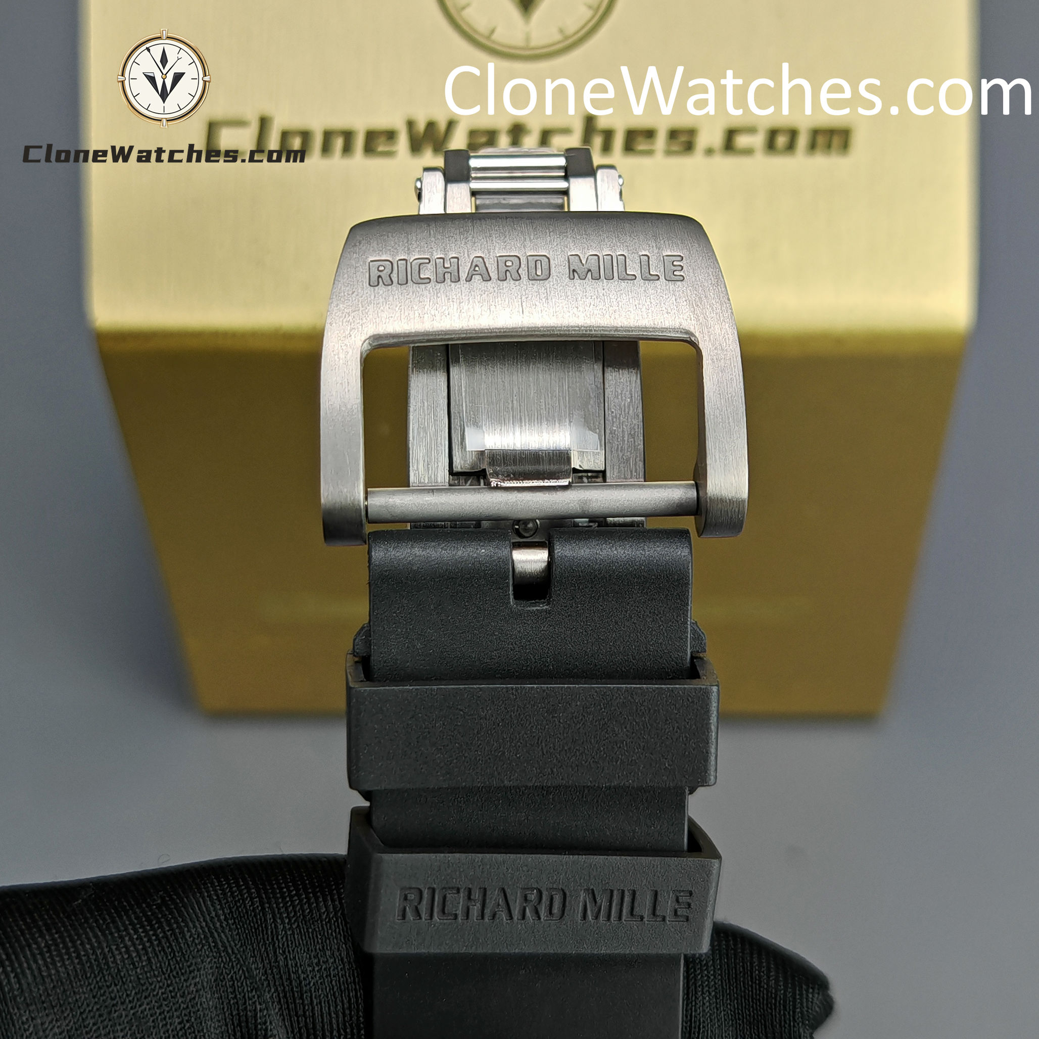 Richard Mille Super Clone Watches 1:1 RM 61-01 Black Tourbillon Black Strap