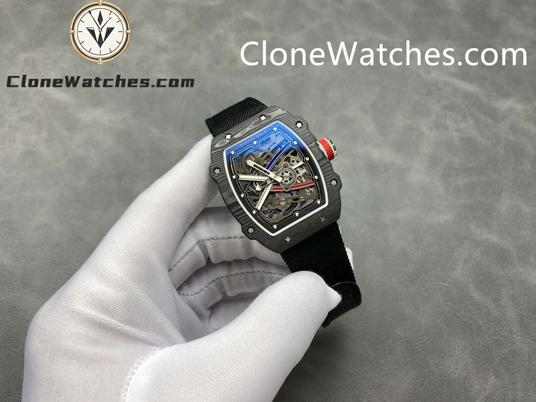 Richard Mille Super Clone Watches 1:1 RM 67 – 02 Carbon Tourbillon Black Strap