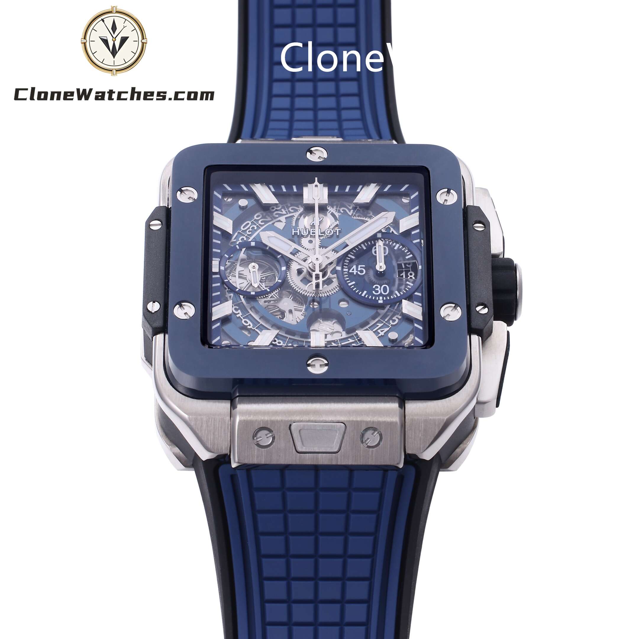 Hublot Super Clone Watches 1:1 Square Bang Unico Titanium Blue Ceramic 42MM 821.NL.5170.RX