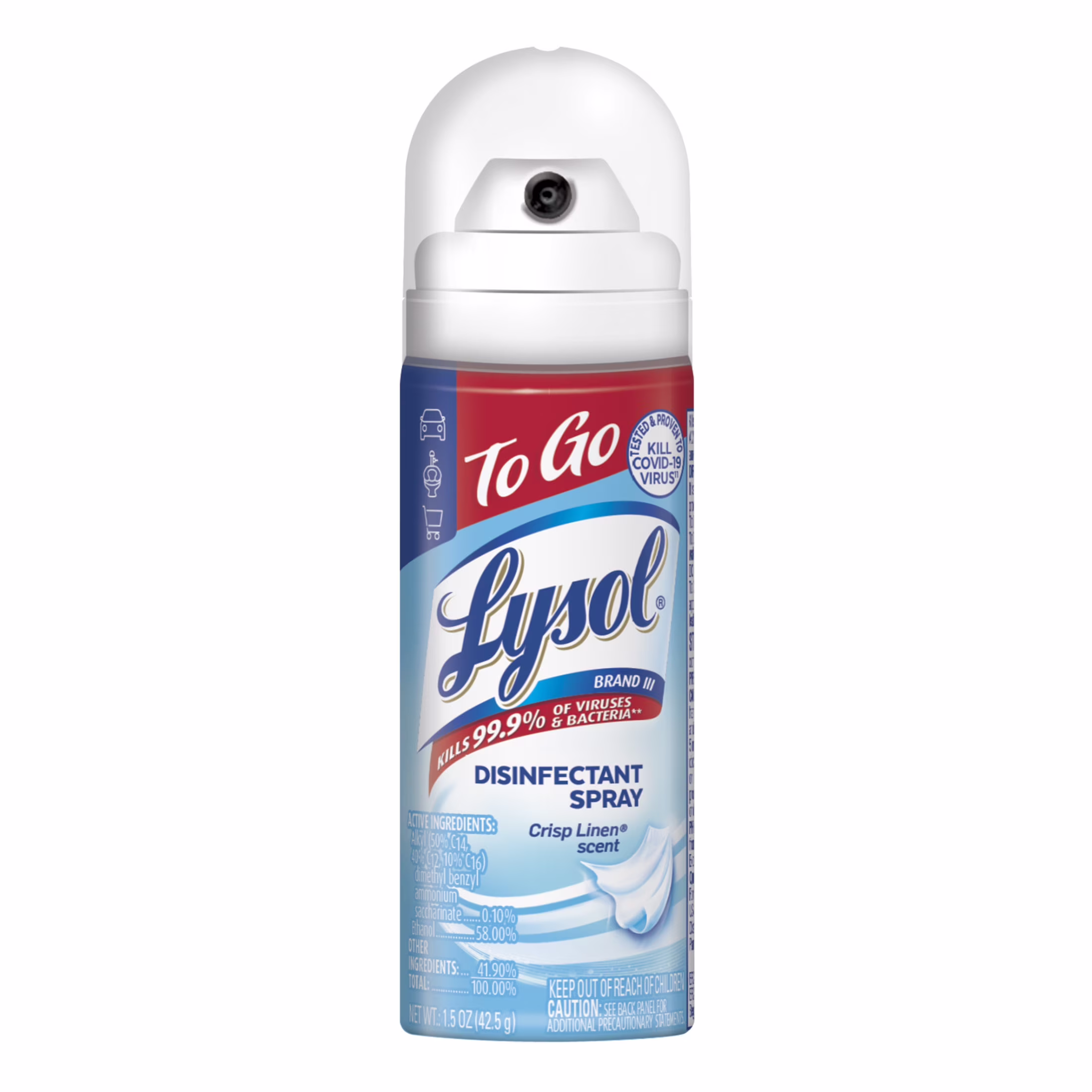 Lysol To Go Travel Size Disinfectant Spray, Crisp Linen, 1.5 fl oz