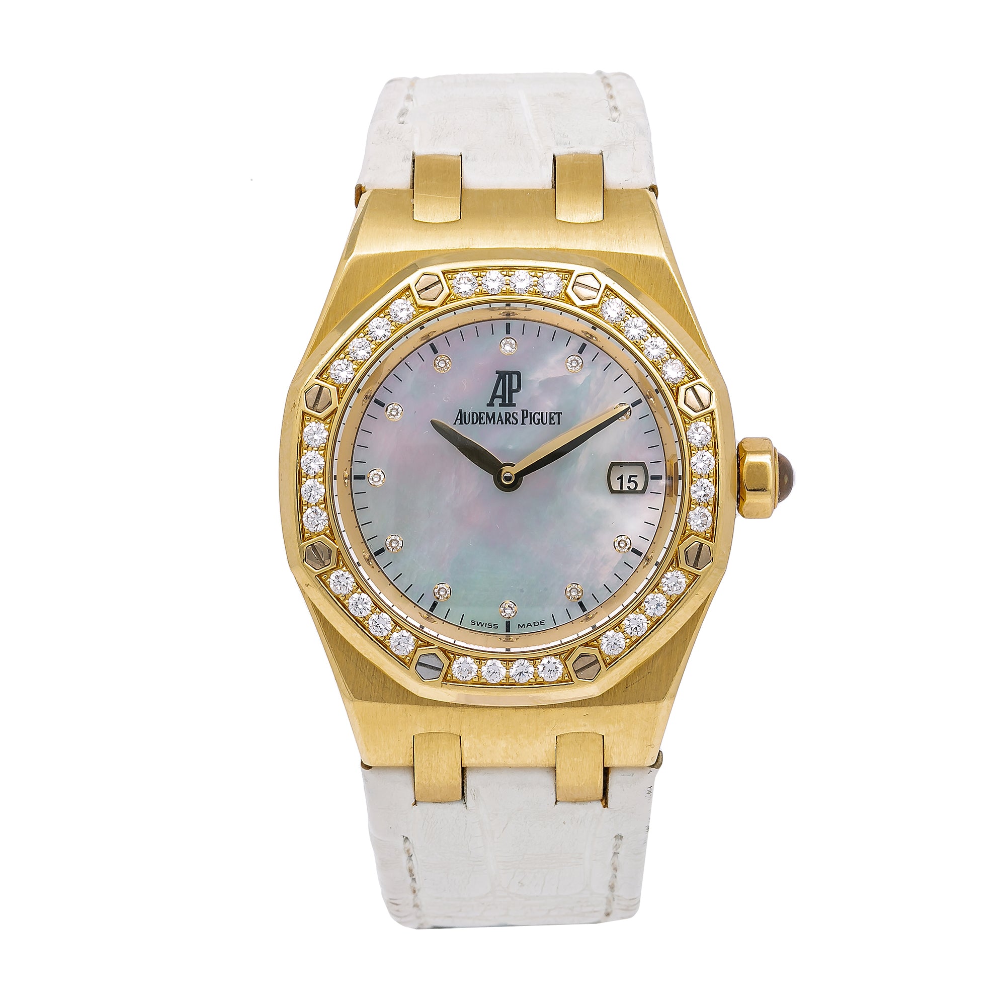 Audemars Piguet Royal Oak Lady 67601BA.ZZ.D012CR.03 33MM White FACTORY Mother of Pearl Dial With Leather Bracelet