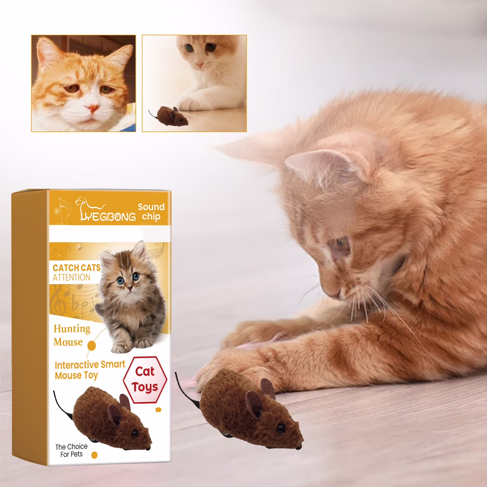 Blukids Interactive Mouse Cat Toys Automatic Moving Mice Toy for Indoor Cats Exercise Electric Real Mouse Sound Kitty Toy with Magic Tail Battery Support(Brown)
