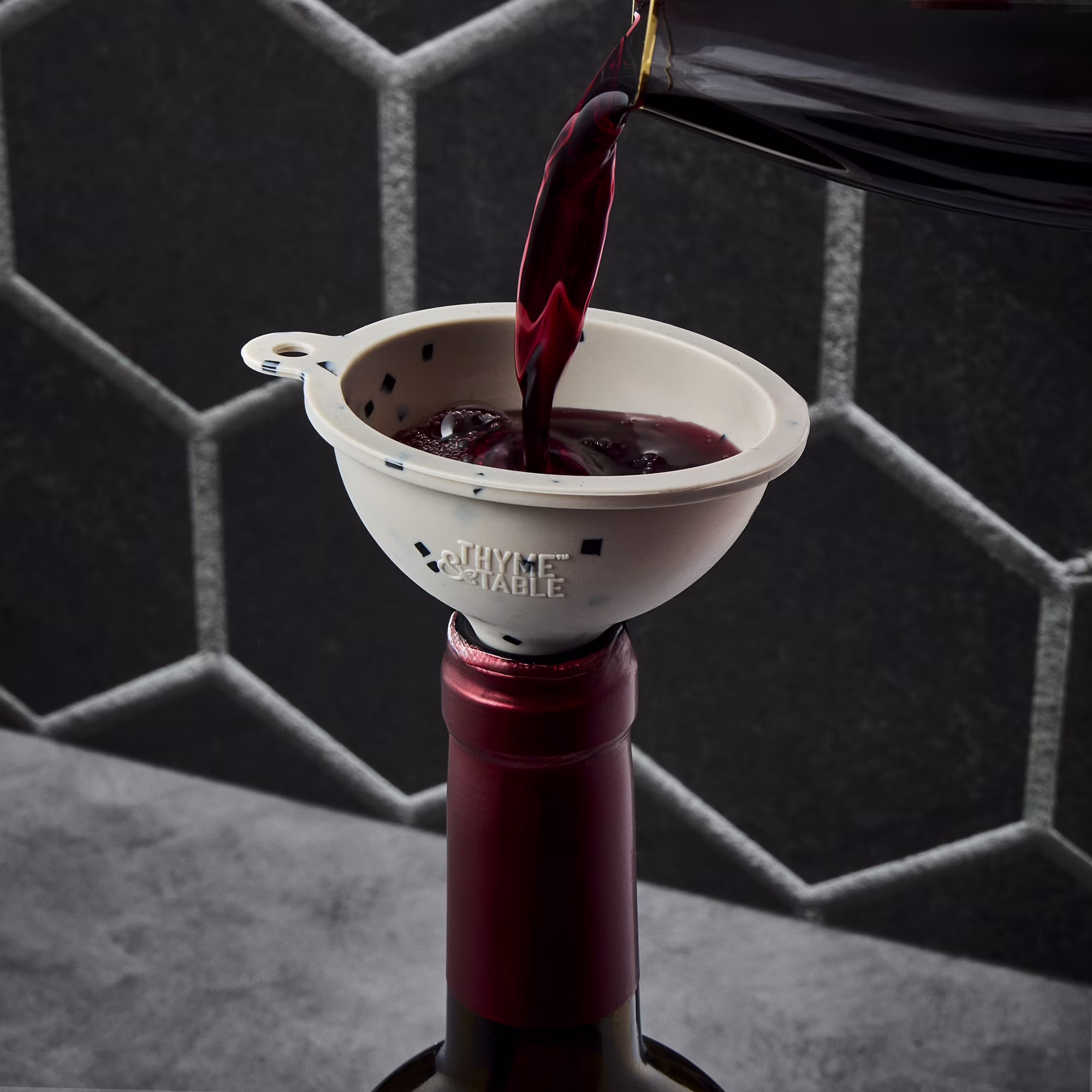 Thyme & Table Mini Silicone Funnel, Cream and Black Dots