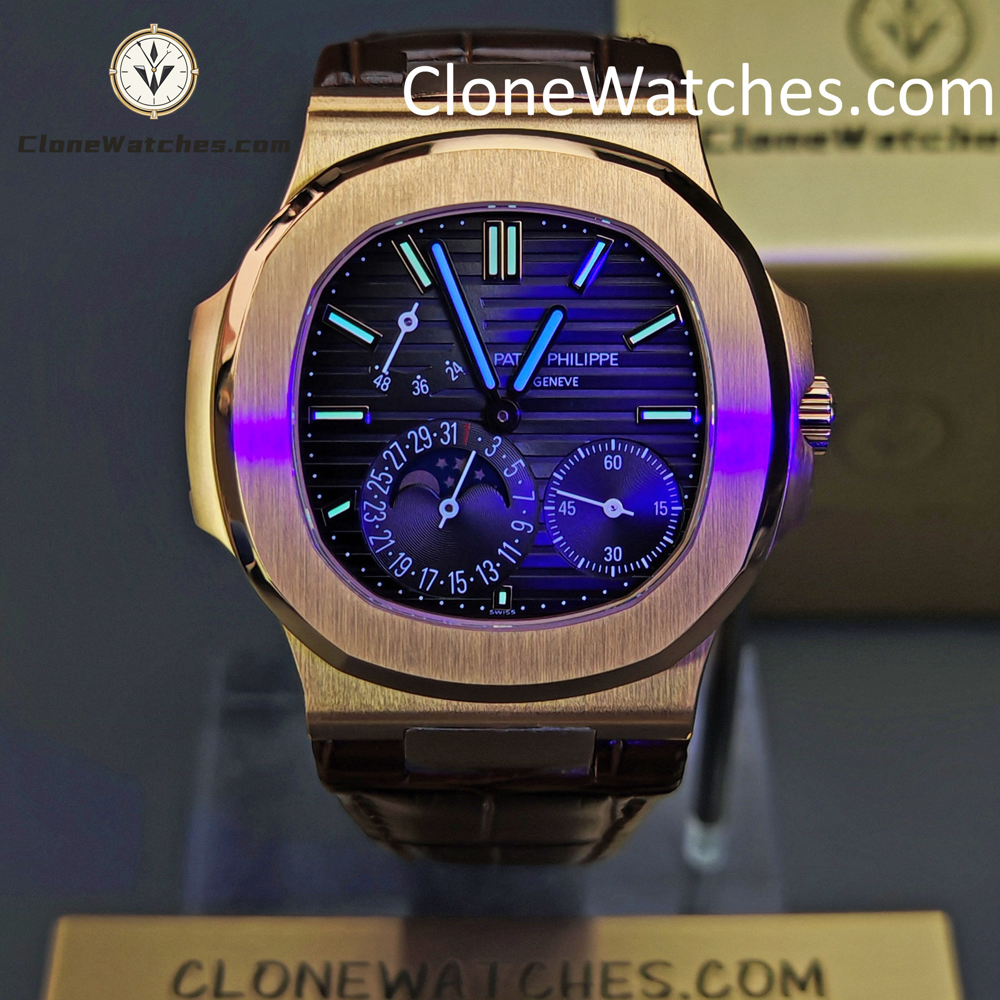 Patek Philippe Super Clone Watches 1:1 Nautilus 5712 Grey Dial Brown Leather Strap