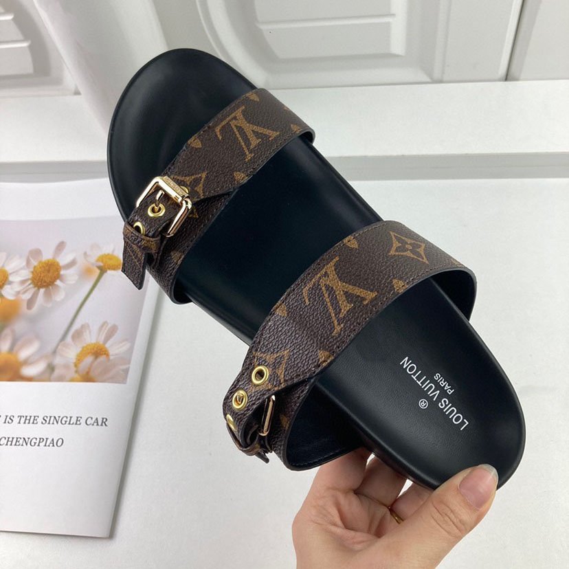 Louis Vuitton LV Bom Dia Flap Mule Leather Slide Sandals