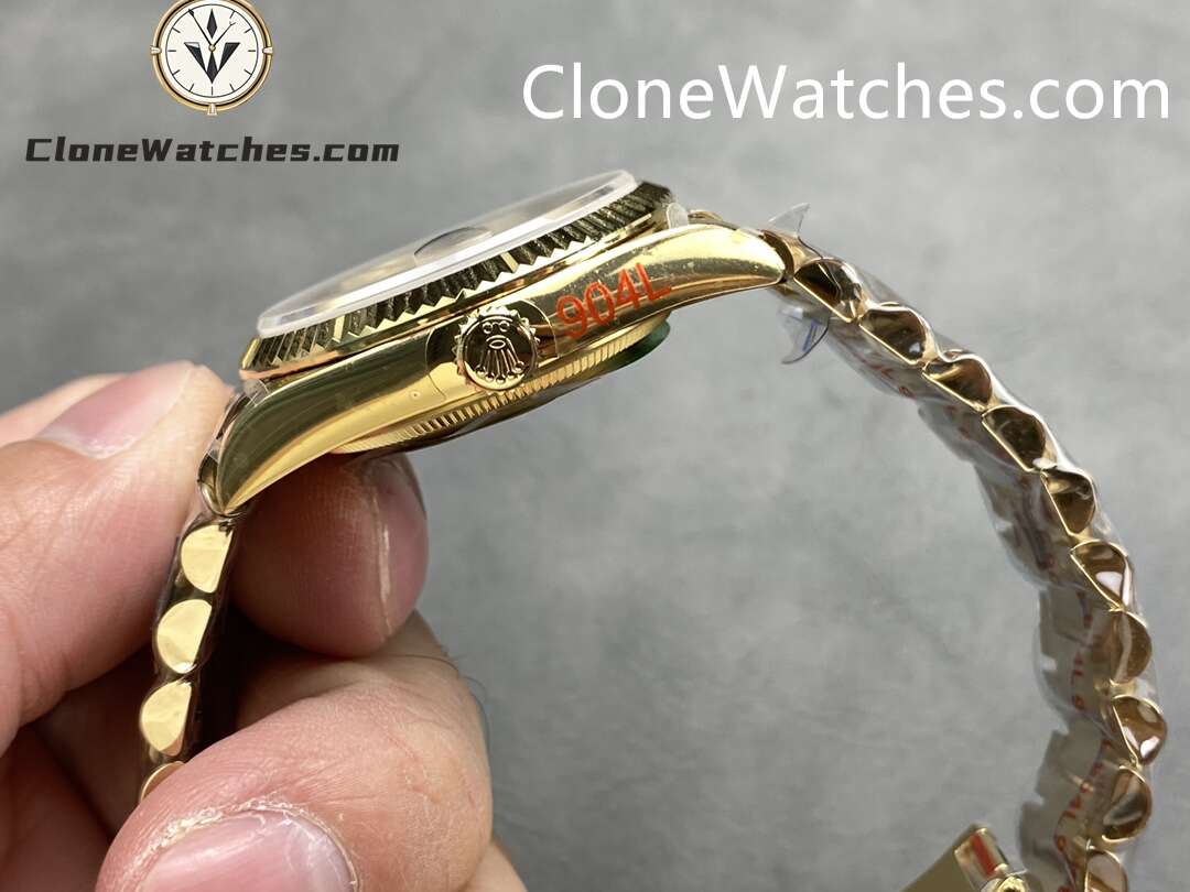 Rolex Super Clone Watches 1:1 Day Date 18K Gold Champagne Dial 36mm m128238-0132 3255 Movement