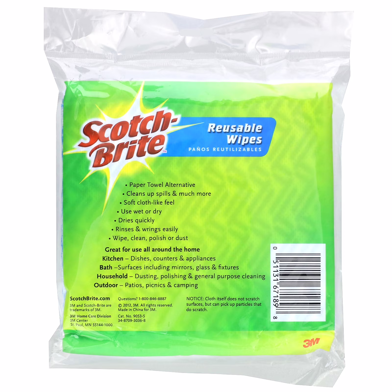 3M Home Care, Scotch Brite Reusable Wipes, 5 wipes