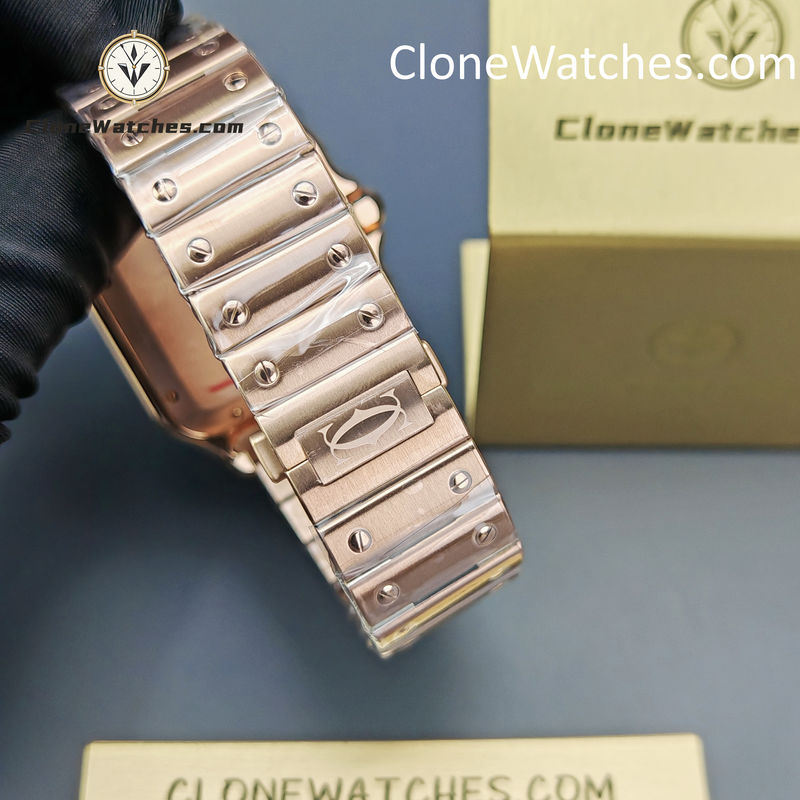 Cartier Super Clone Watches 1:1 Santos Rose Gold White Dial 39.8MM WGSA0018