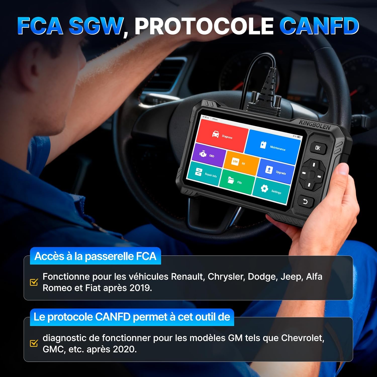 Valise diagnostic auto système complet 15 réinitialisations contrôle bidirectionnel