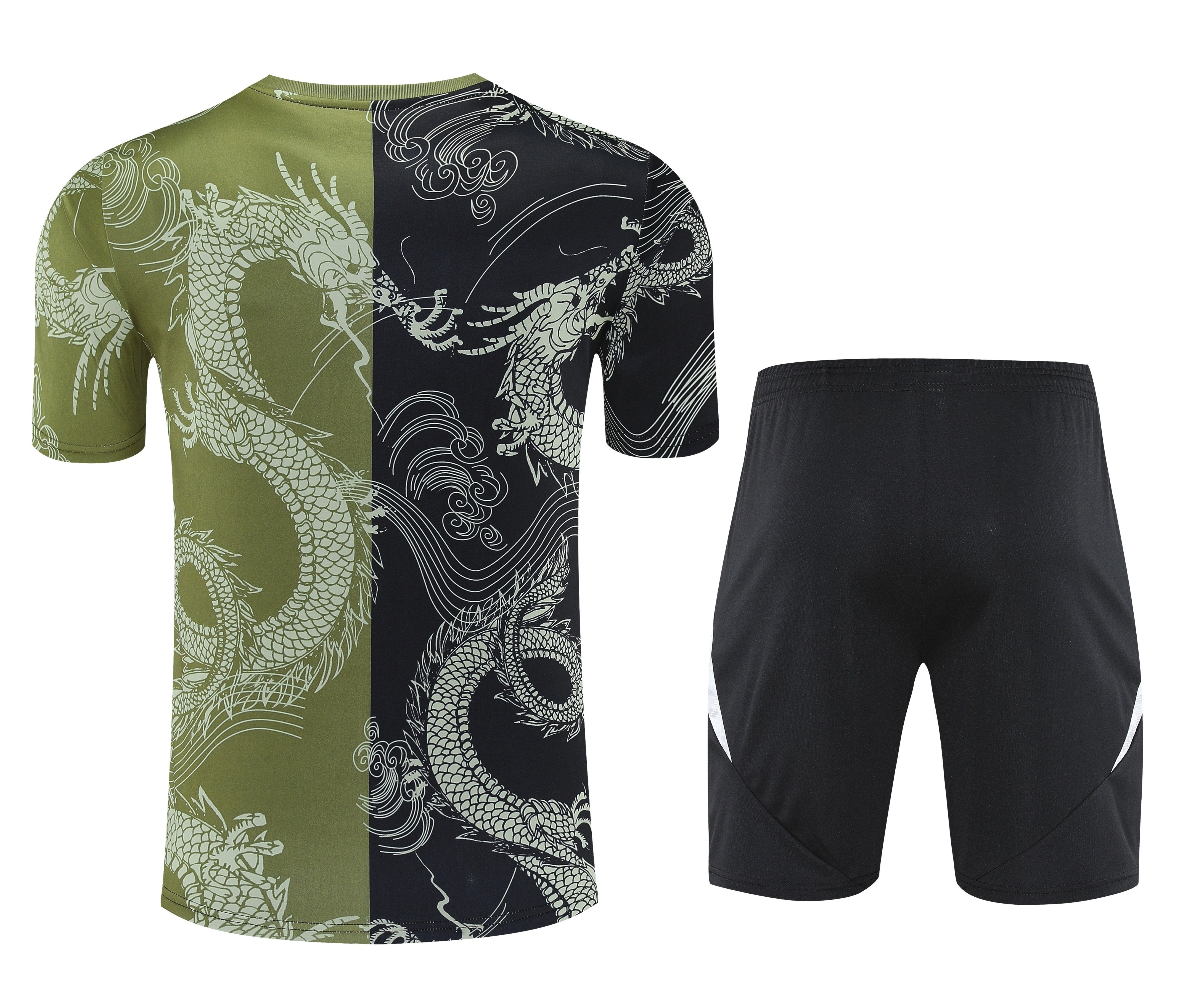 2025-26 Real Madrid short-sleeved training suit black green Jersey - Adult Set