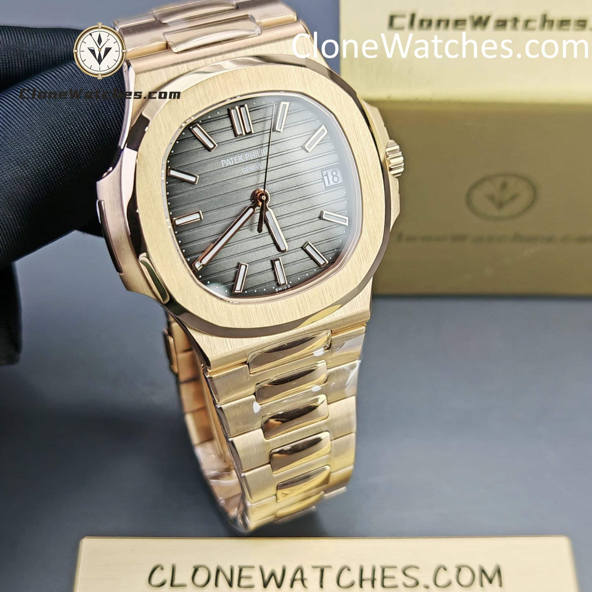 Patek Philippe Super Clone Watches 1:1 Nautilus 5711 Grey Dial 18K Rose Gold