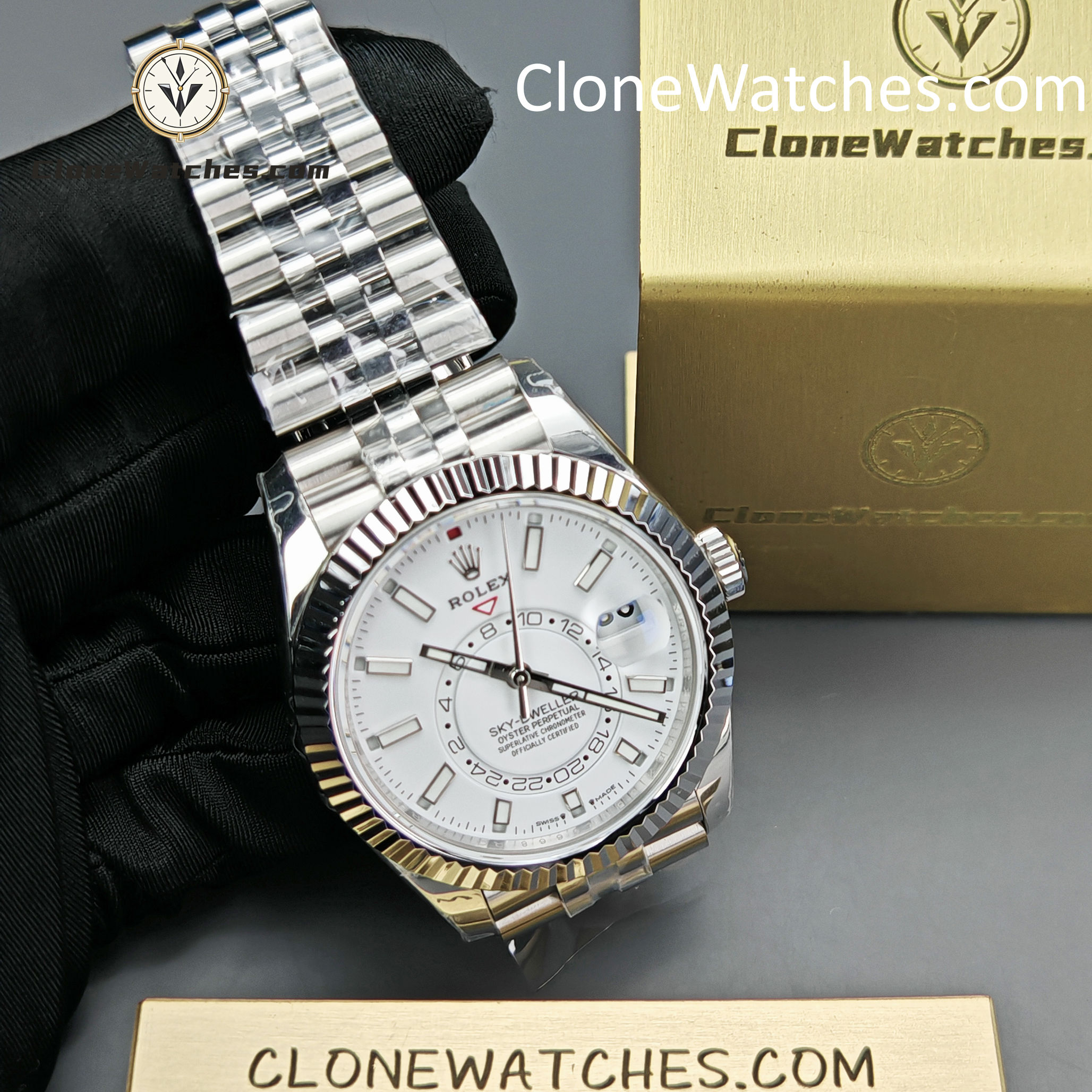 Rolex Super Clone Watches 1:1 Sky Dweller White Dial Jubilee M336934 9002 Movement
