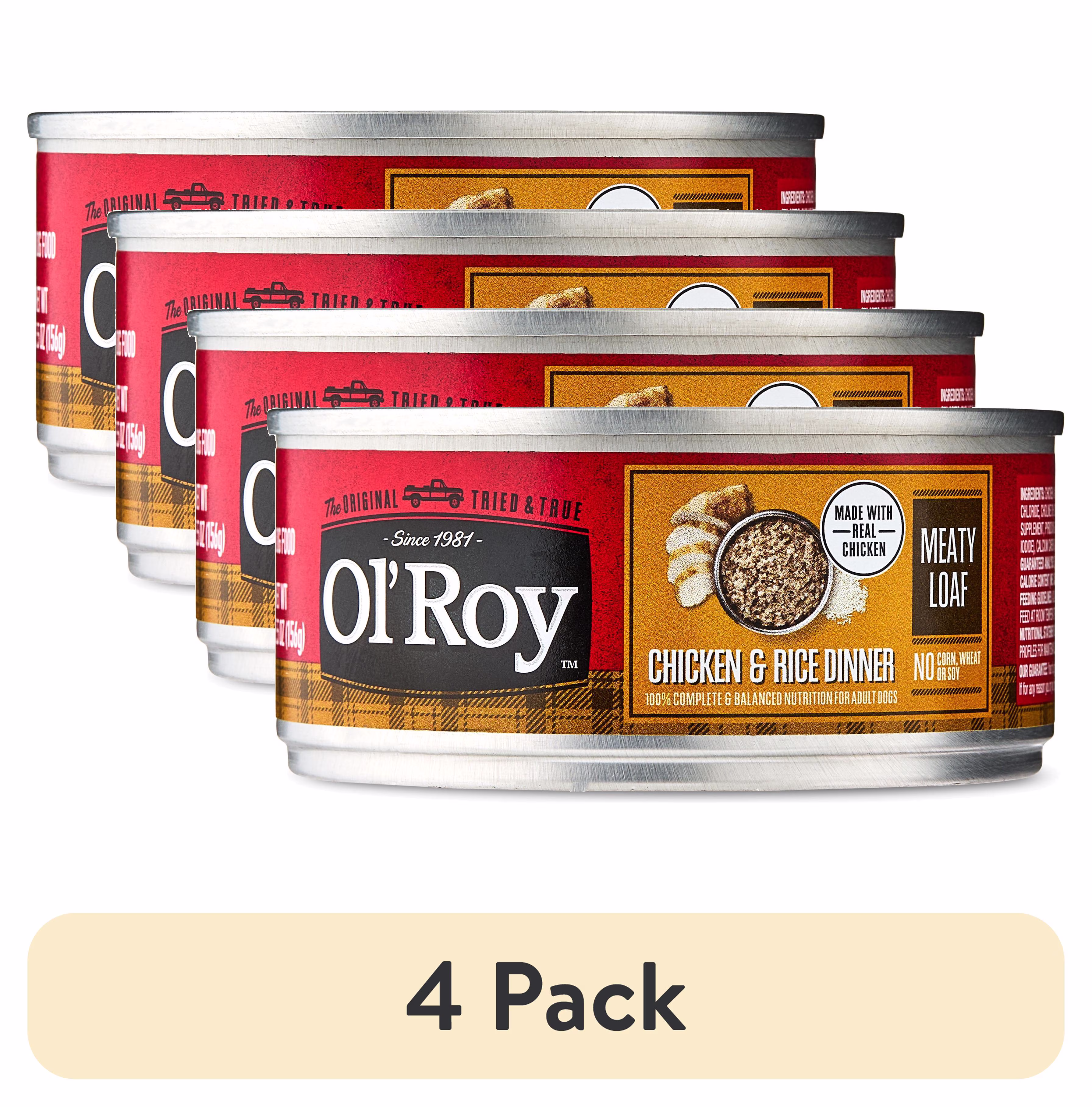 (6 pack) Ol' Roy Chicken & Rice Dinner Meaty Loaf Wet Dog Food, 5.5 oz Can