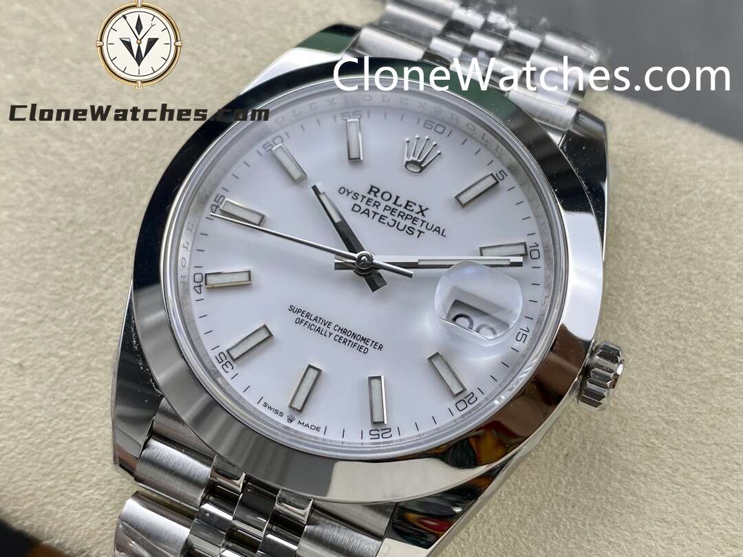 Rolex Super Clone Watches 1:1 DateJust White Dial m126300-0006 Jubilee 41MM 3235 Movement