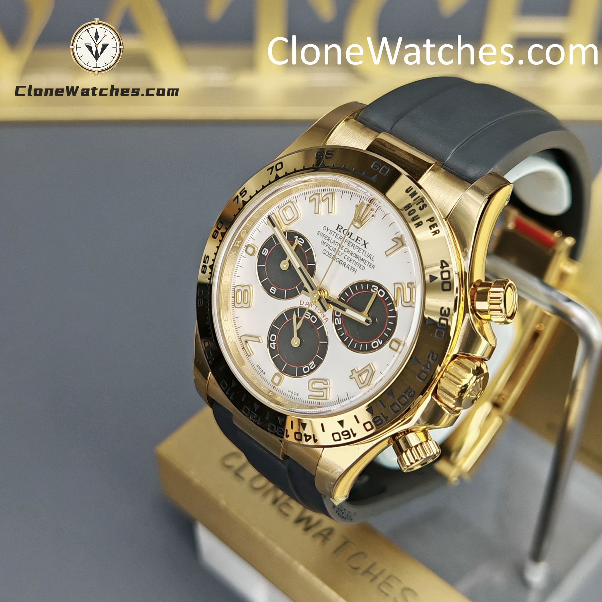Rolex Super Clone Watches 1:1 Daytona White Arabic Dial Oysterflex Rubber Strap M116518 4130 Movement