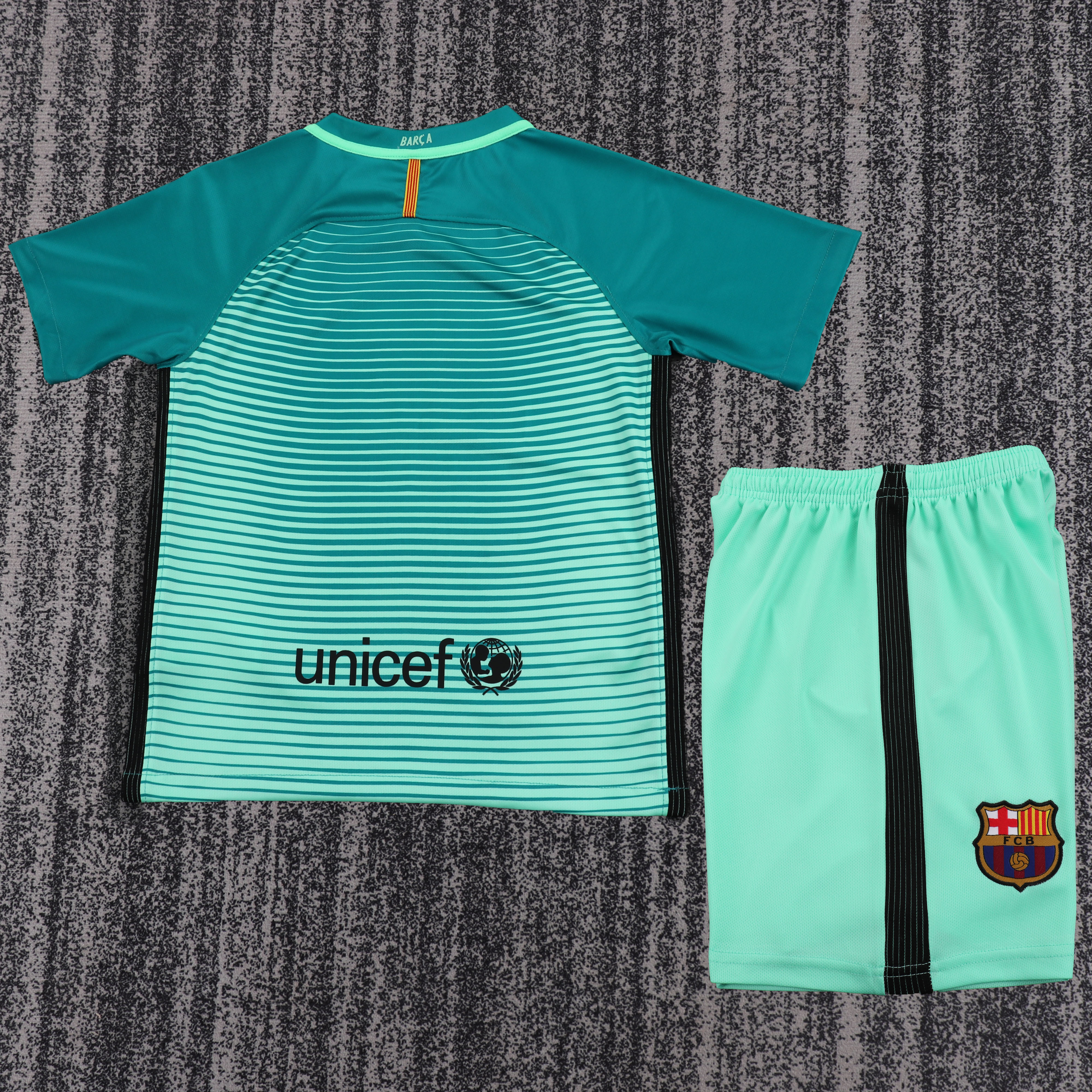 2016-17 Barcelona Second Away Match Retro Children's Jersey Set - Fans Edition