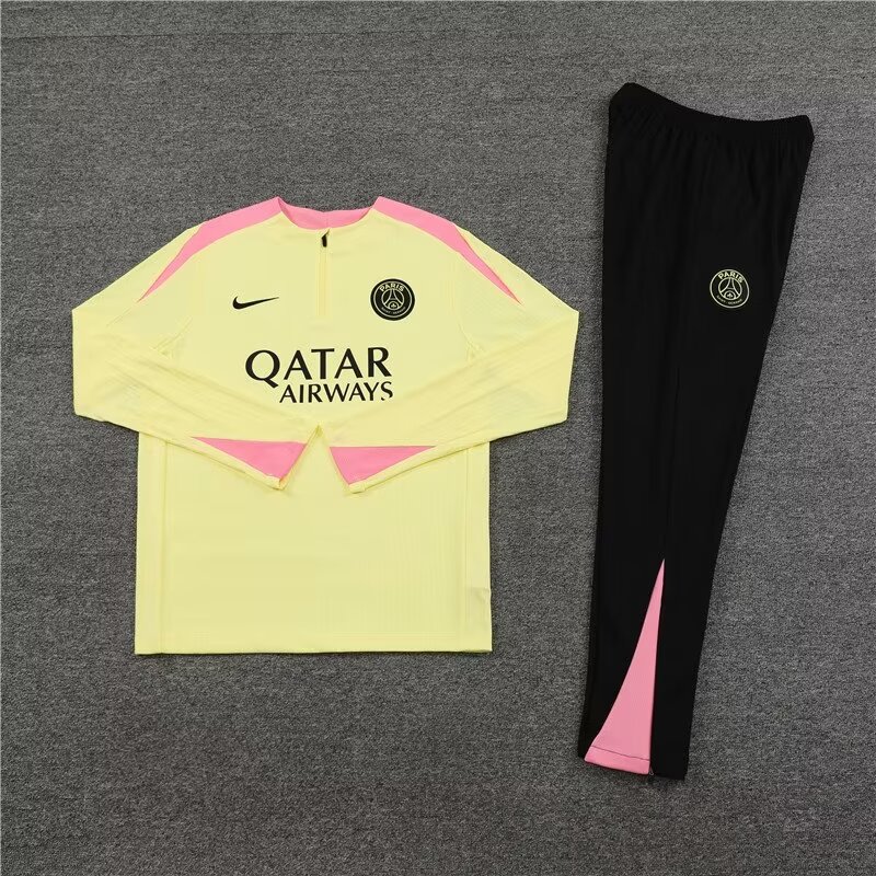 2024/25 Paris half-pull training suit light yellow 1:1 Thai quality suit