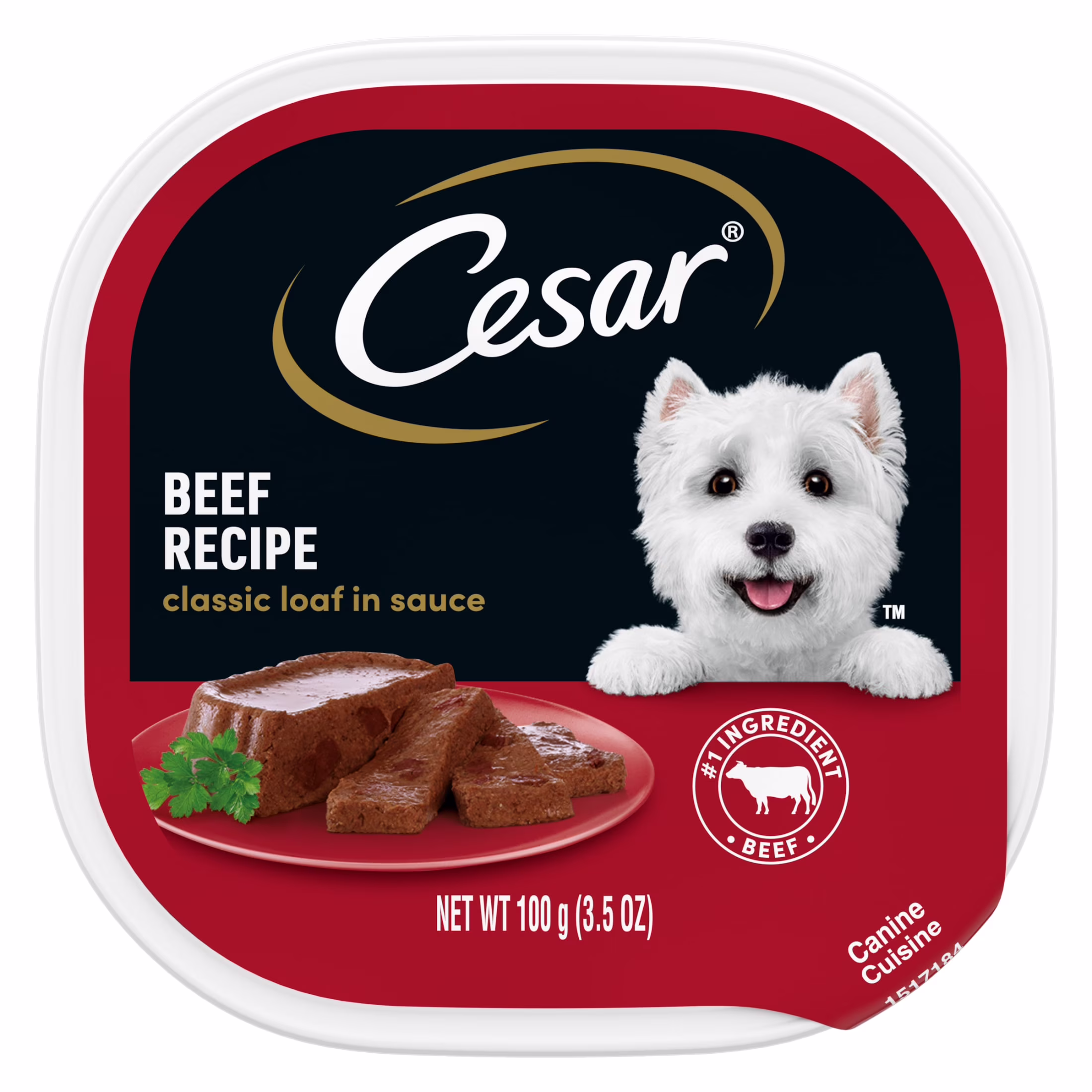 Cesar Classic Loaf In Sauce Beef Recipe Adult Wet Dog Food, 3.5 Oz Easy Peel Tray