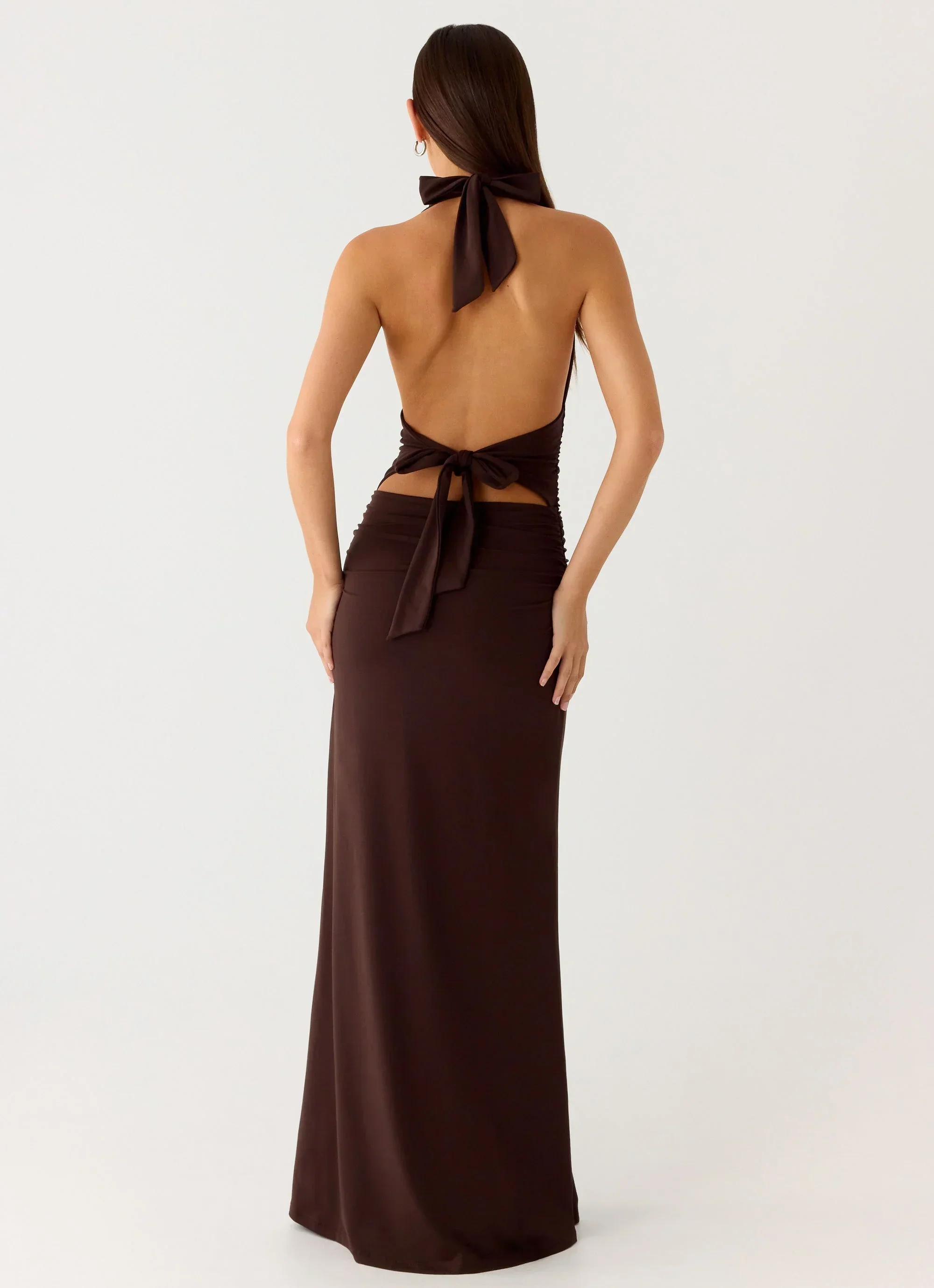 Ilaria Halter Maxi Dress - Chocolate