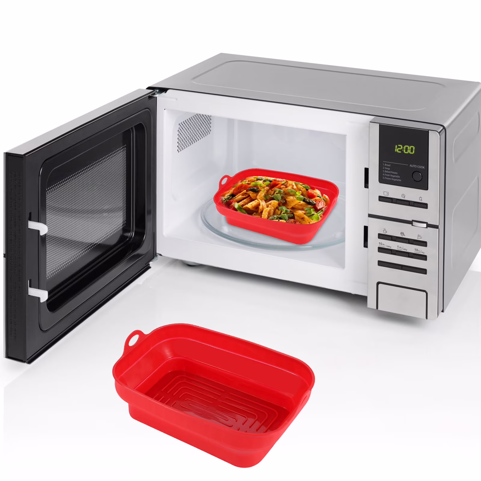 WSBDENLK Food-Grade Silica Gel Baking Tool Folding Baking Tray High Temperature Oven Odorless Rectangular Cake Mould Silicone Basket for Air Fryer
