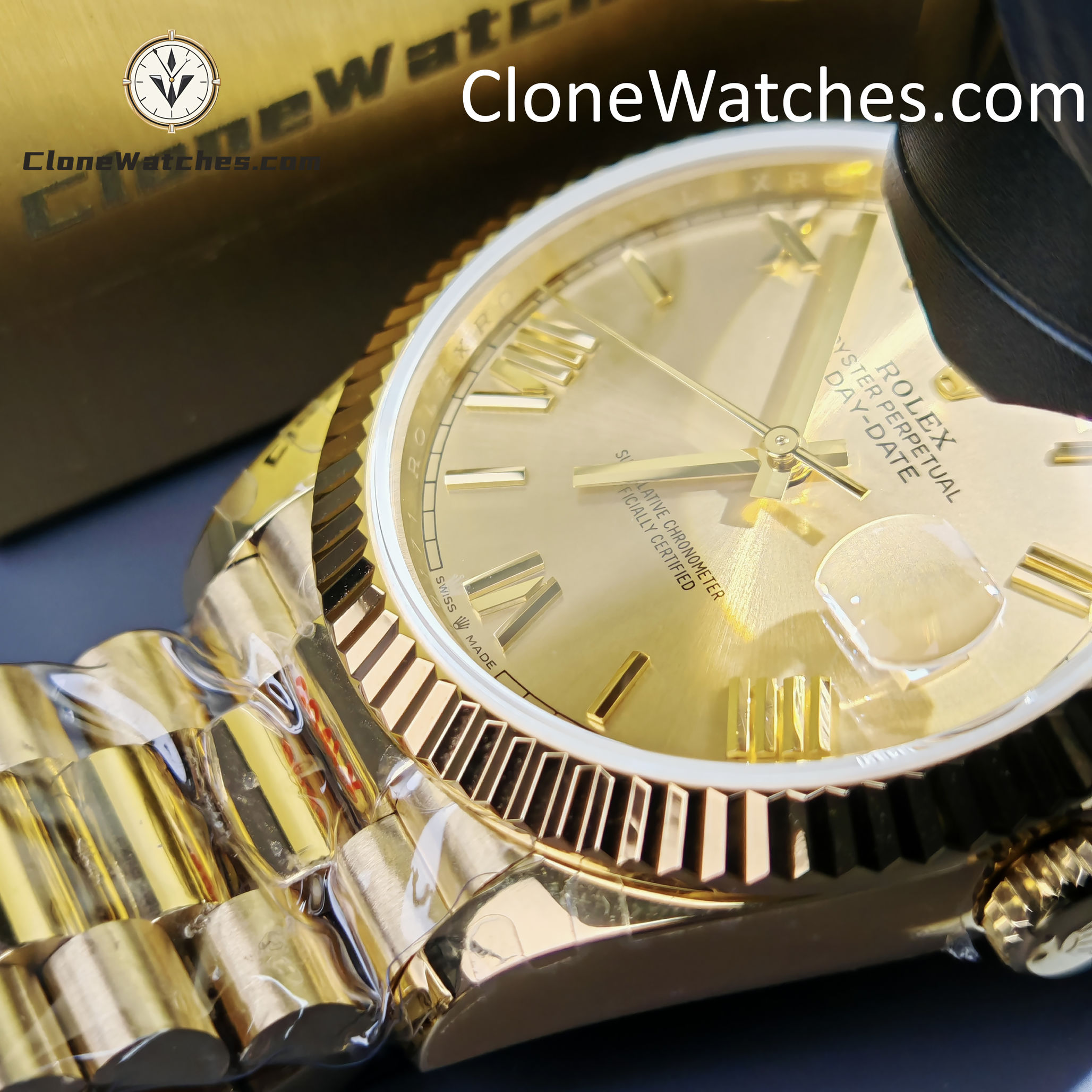 Rolex Super Clone Watches 1:1 Day Date 18K Gold 40mm M228238-0006 3255 Movement