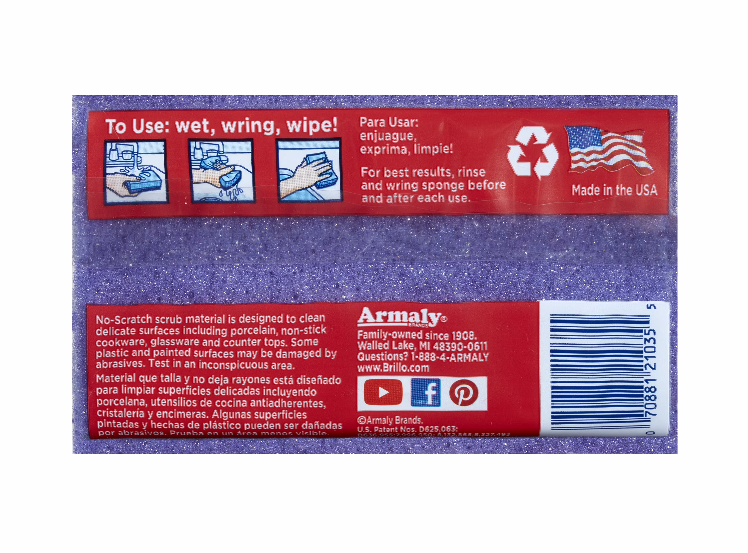 Brillo Estracell Wedge Edge No Scratch Scrub Sponge, 3 Count