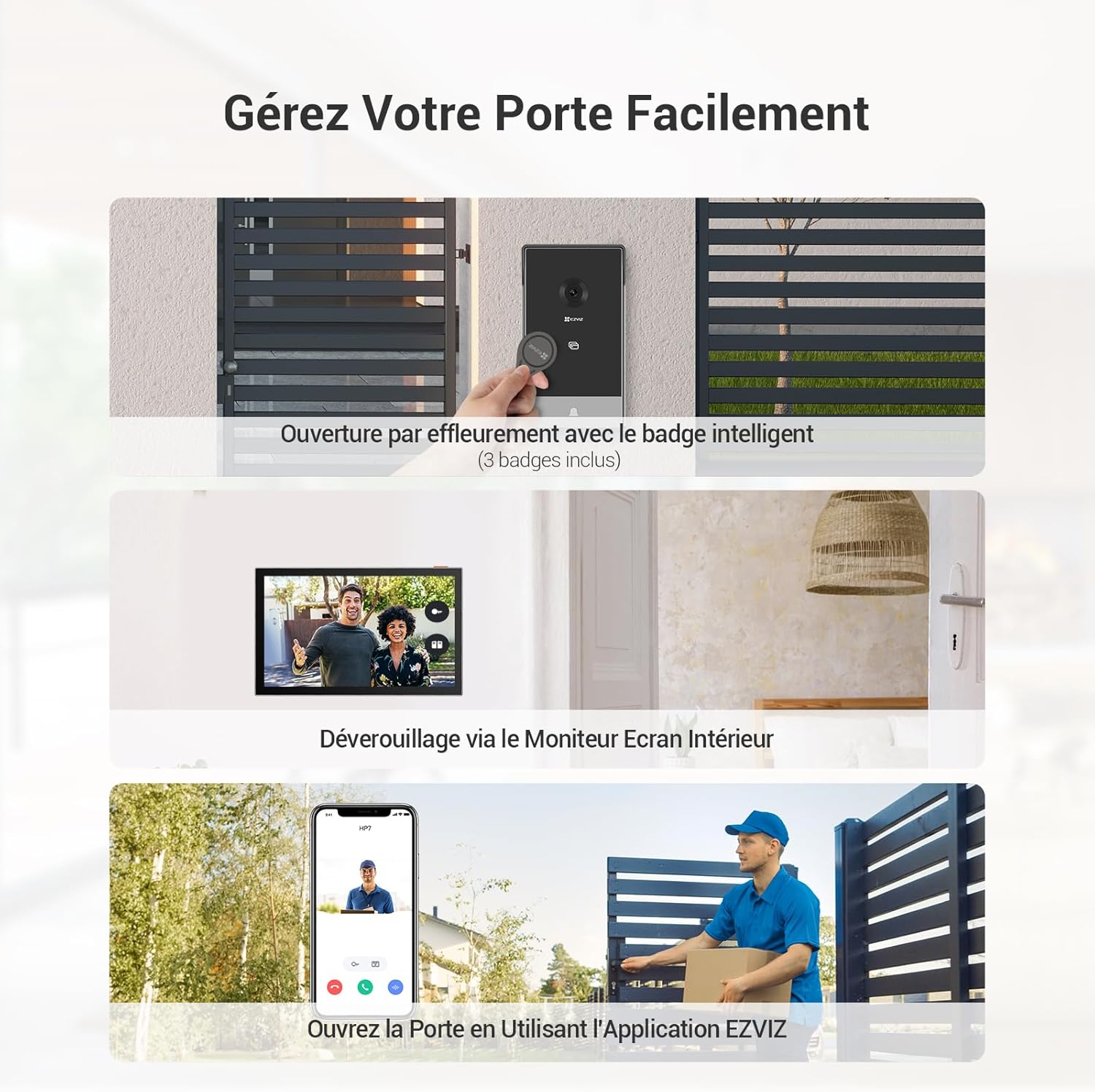 Talkie walkie vidéo 2K écran 7 pouces détection présence vision nocturne étanche WiFi